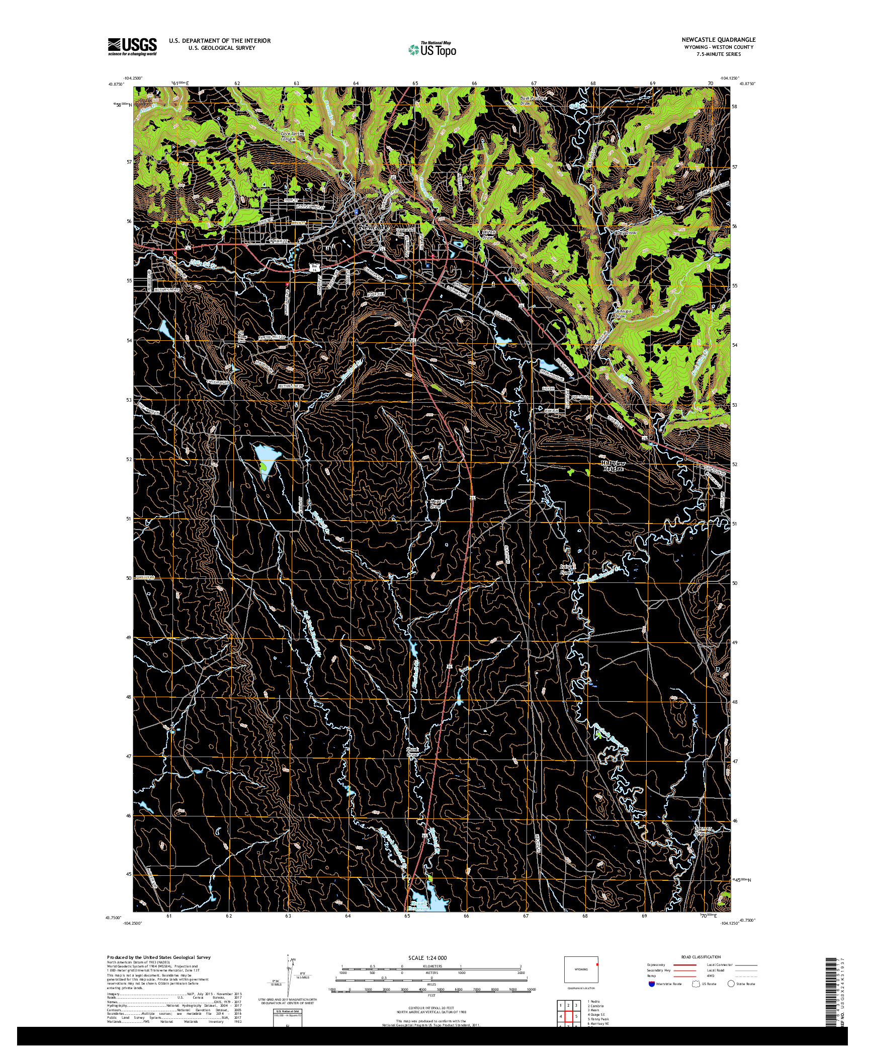 USGS US TOPO 7.5-MINUTE MAP FOR NEWCASTLE, WY 2017