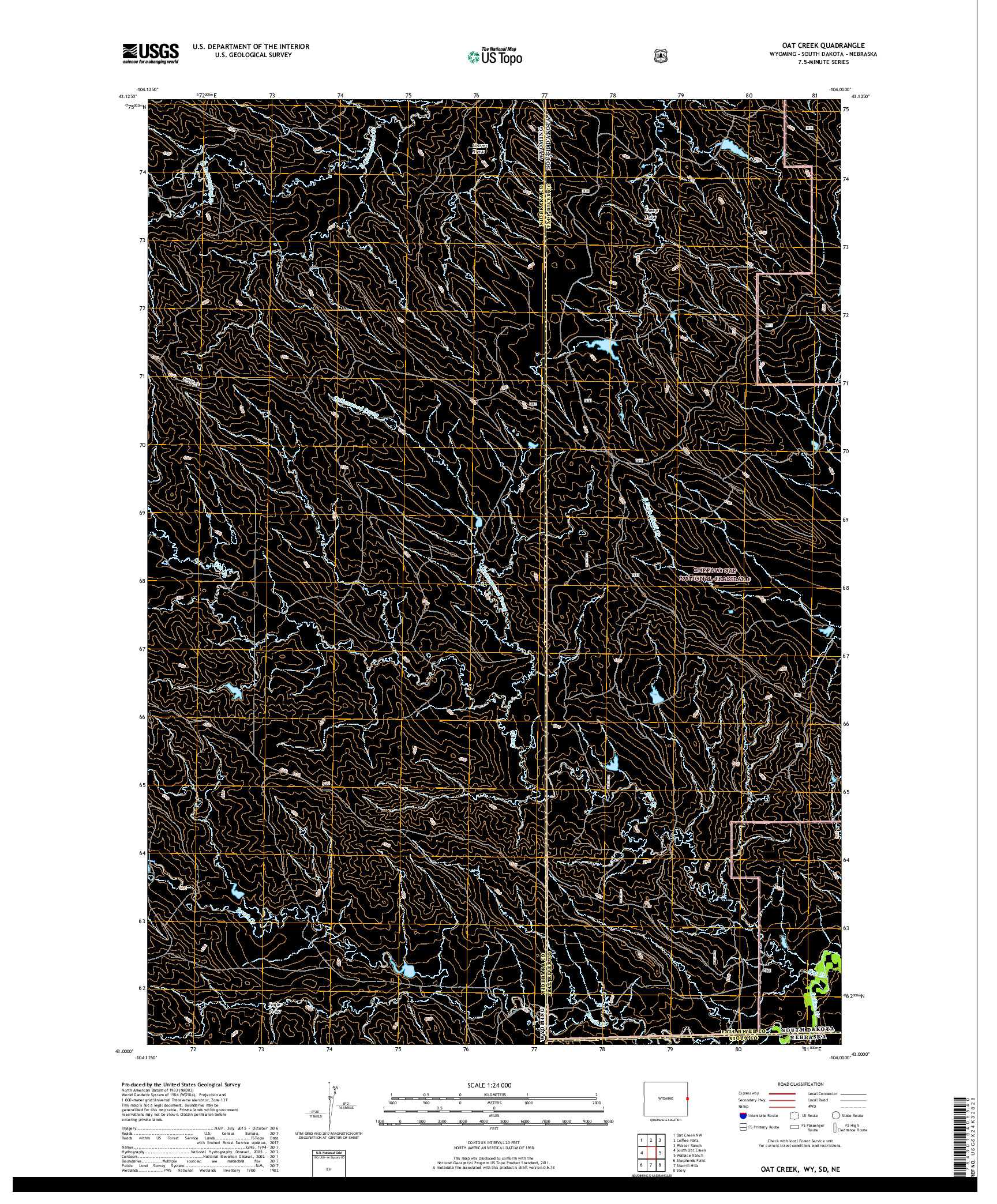 USGS US TOPO 7.5-MINUTE MAP FOR OAT CREEK, WY,SD,NE 2017