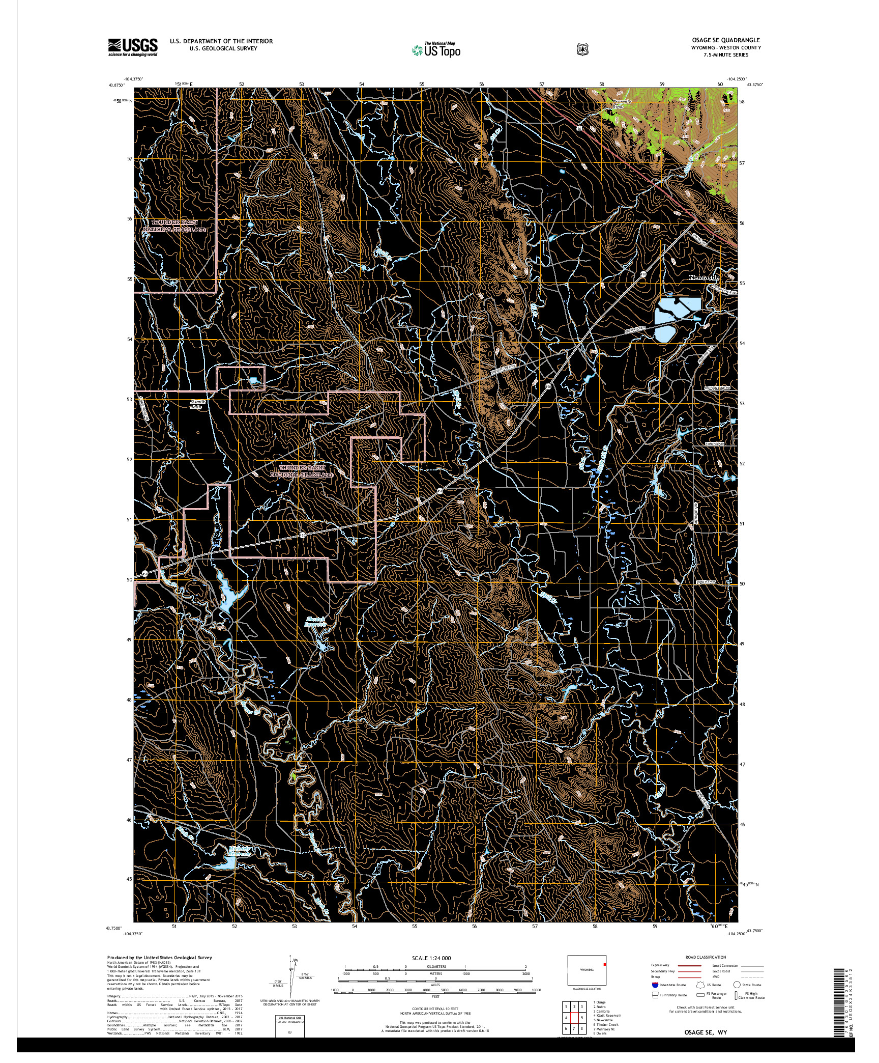 USGS US TOPO 7.5-MINUTE MAP FOR OSAGE SE, WY 2017