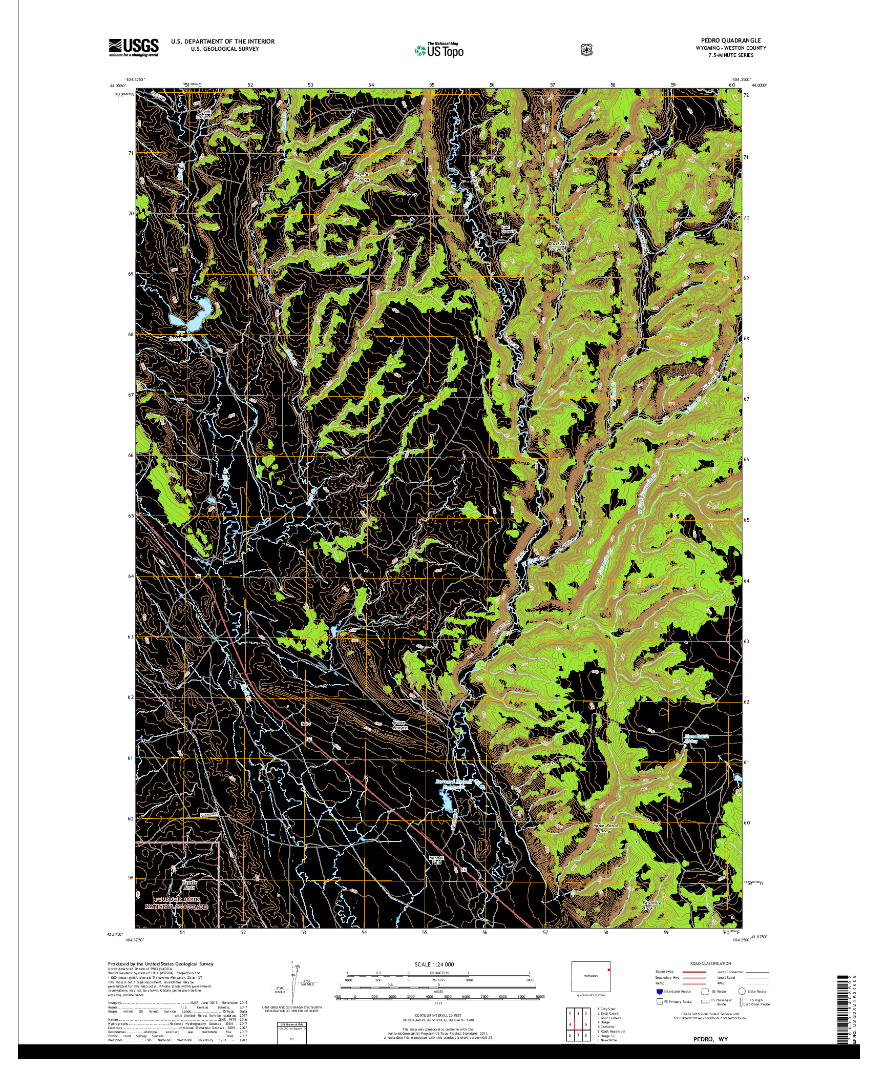 USGS US TOPO 7.5-MINUTE MAP FOR PEDRO, WY 2017