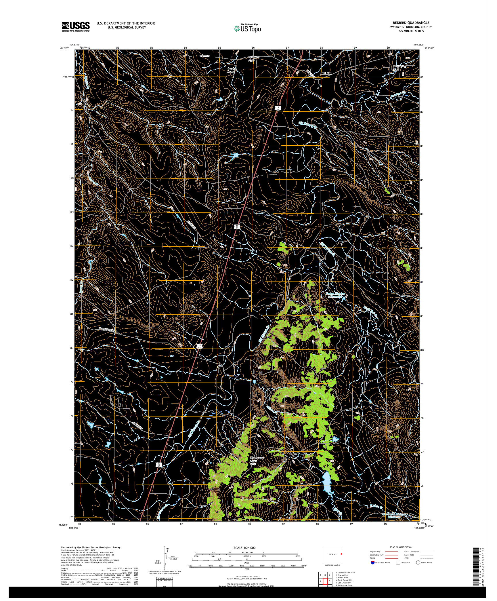 USGS US TOPO 7.5-MINUTE MAP FOR REDBIRD, WY 2017