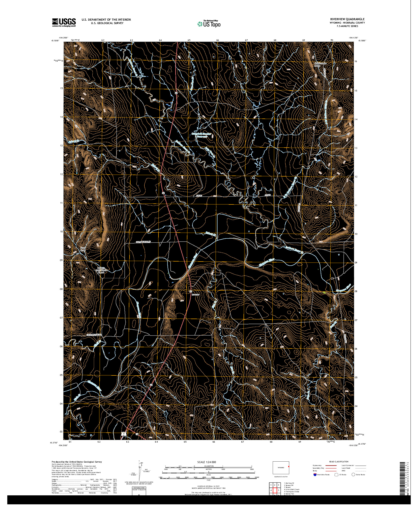 USGS US TOPO 7.5-MINUTE MAP FOR RIVERVIEW, WY 2017