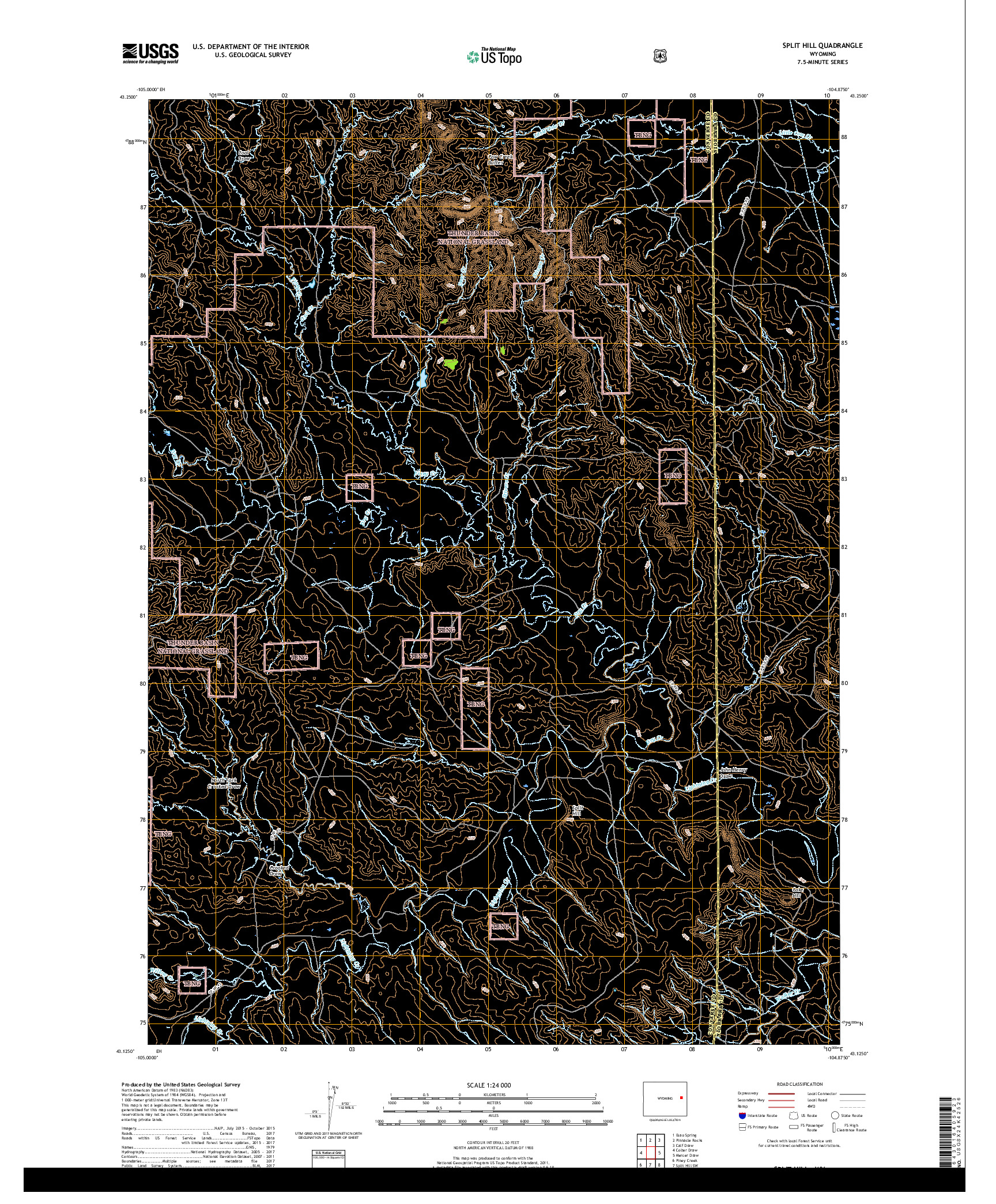 USGS US TOPO 7.5-MINUTE MAP FOR SPLIT HILL, WY 2017