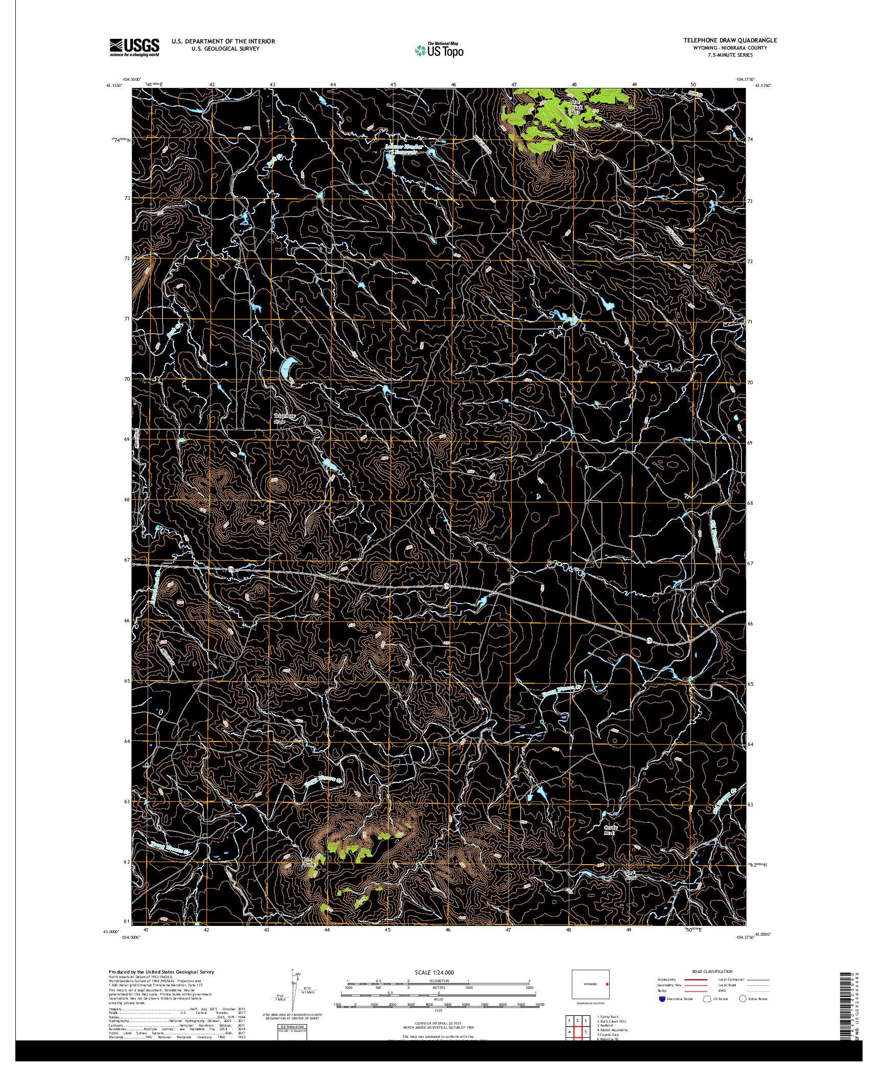 USGS US TOPO 7.5-MINUTE MAP FOR TELEPHONE DRAW, WY 2017