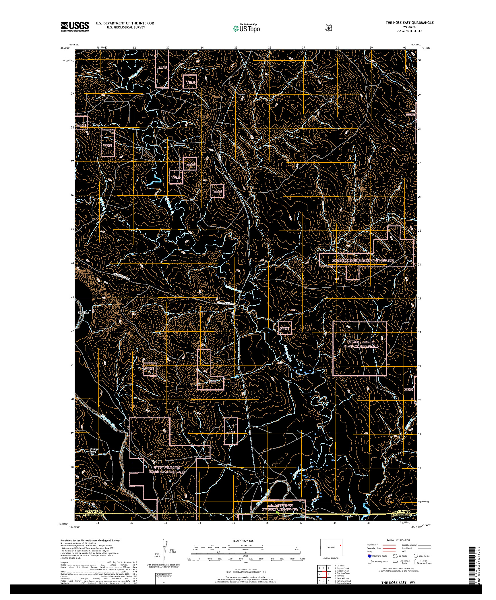 USGS US TOPO 7.5-MINUTE MAP FOR THE NOSE EAST, WY 2017