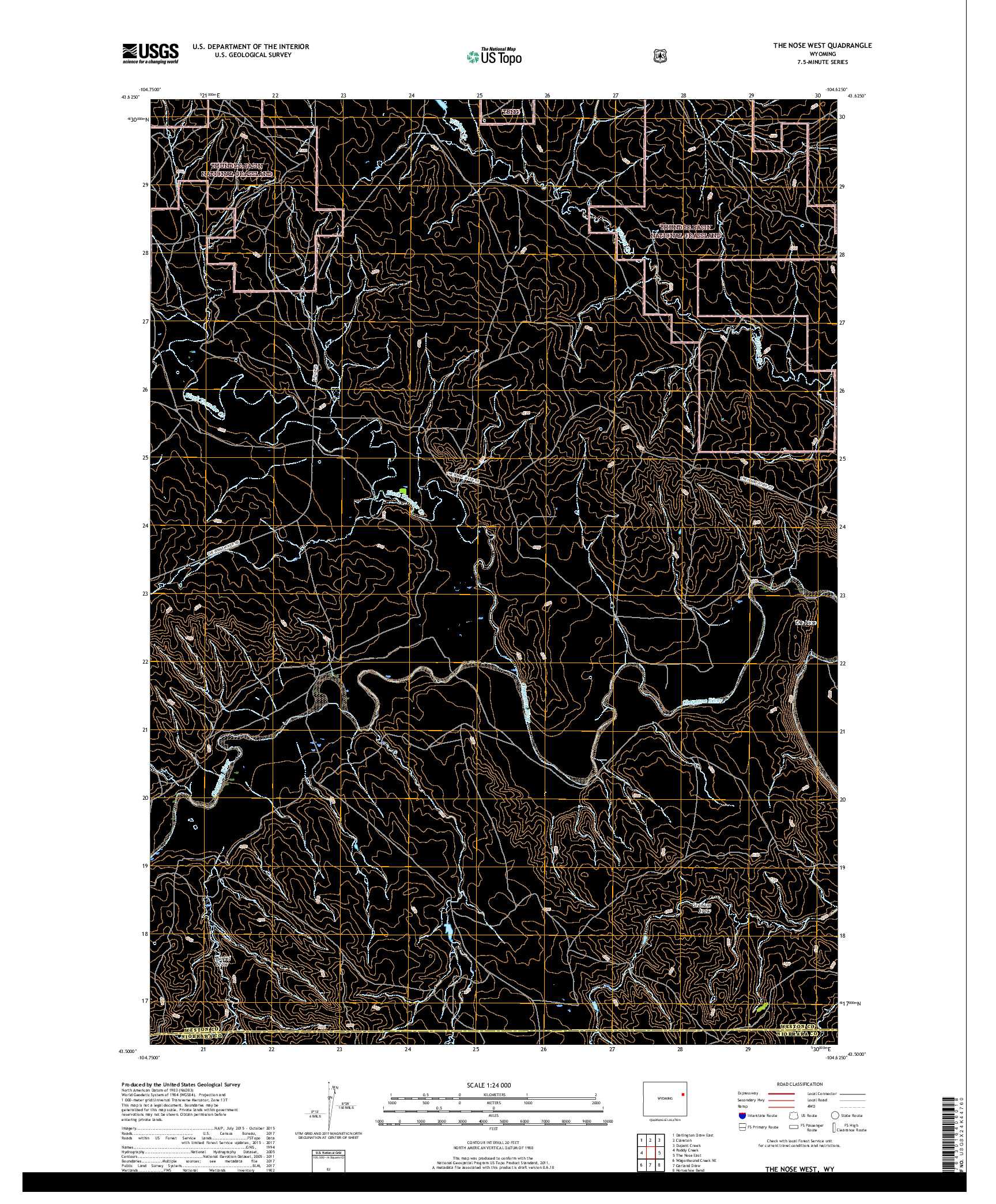 USGS US TOPO 7.5-MINUTE MAP FOR THE NOSE WEST, WY 2017