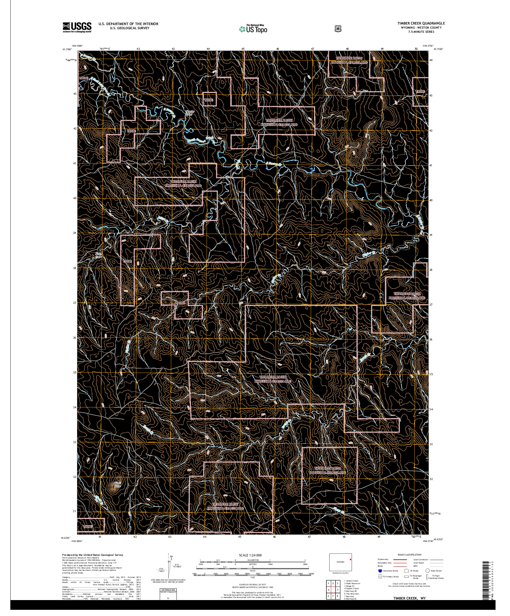 USGS US TOPO 7.5-MINUTE MAP FOR TIMBER CREEK, WY 2017