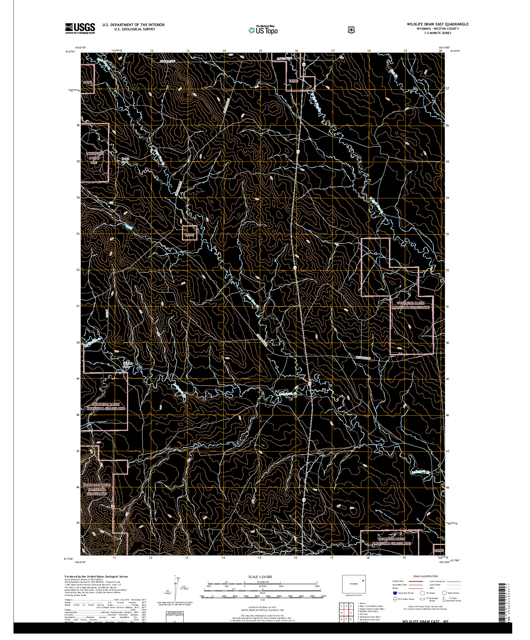 USGS US TOPO 7.5-MINUTE MAP FOR WILDLIFE DRAW EAST, WY 2017