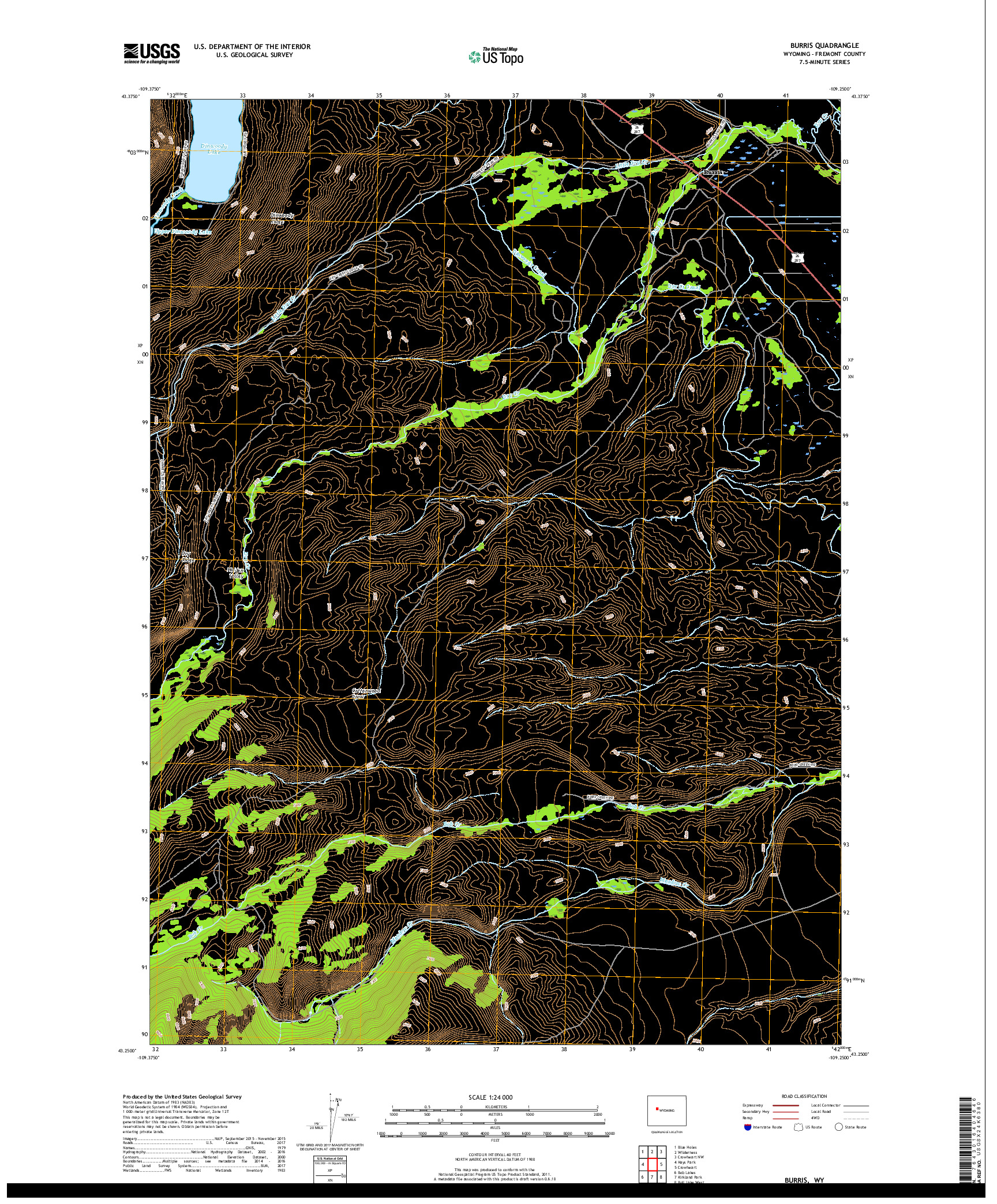 USGS US TOPO 7.5-MINUTE MAP FOR BURRIS, WY 2017