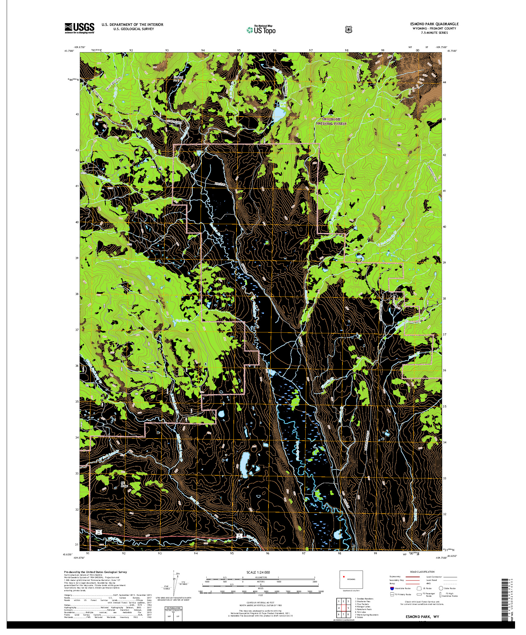 USGS US TOPO 7.5-MINUTE MAP FOR ESMOND PARK, WY 2017
