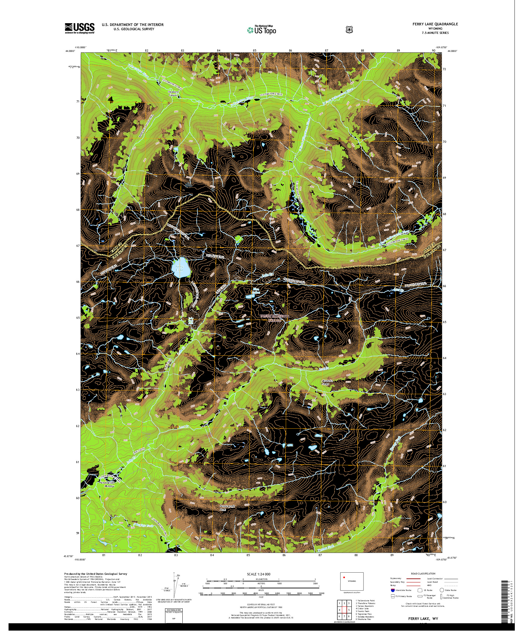 USGS US TOPO 7.5-MINUTE MAP FOR FERRY LAKE, WY 2017