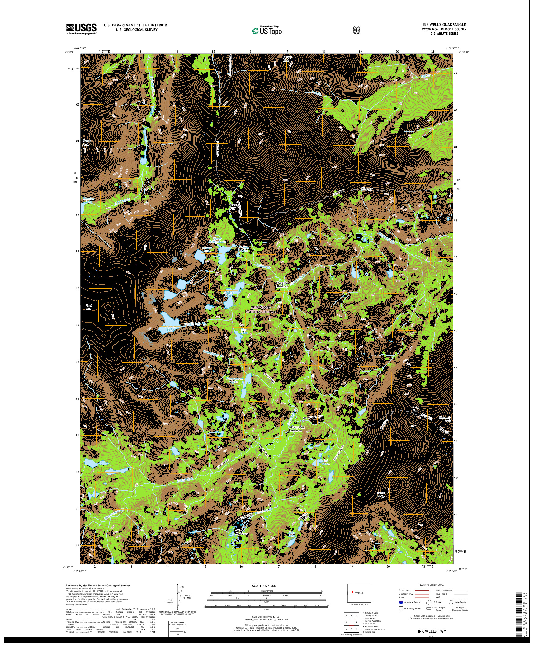 USGS US TOPO 7.5-MINUTE MAP FOR INK WELLS, WY 2017