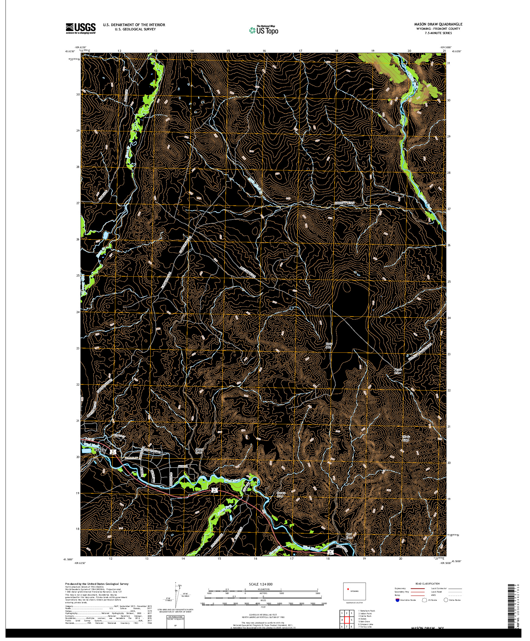 USGS US TOPO 7.5-MINUTE MAP FOR MASON DRAW, WY 2017