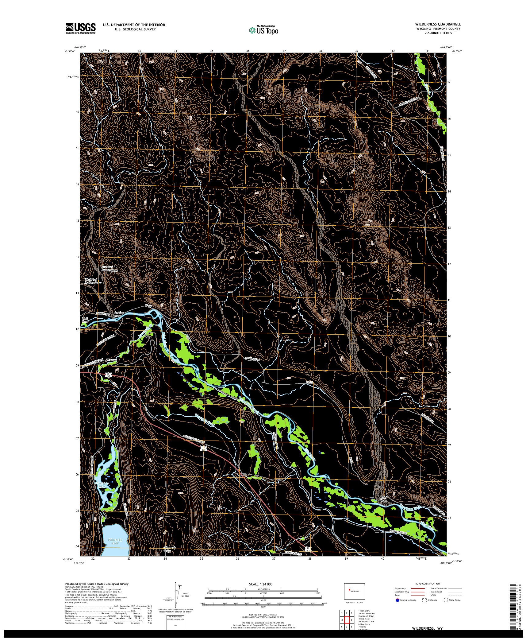 USGS US TOPO 7.5-MINUTE MAP FOR WILDERNESS, WY 2017