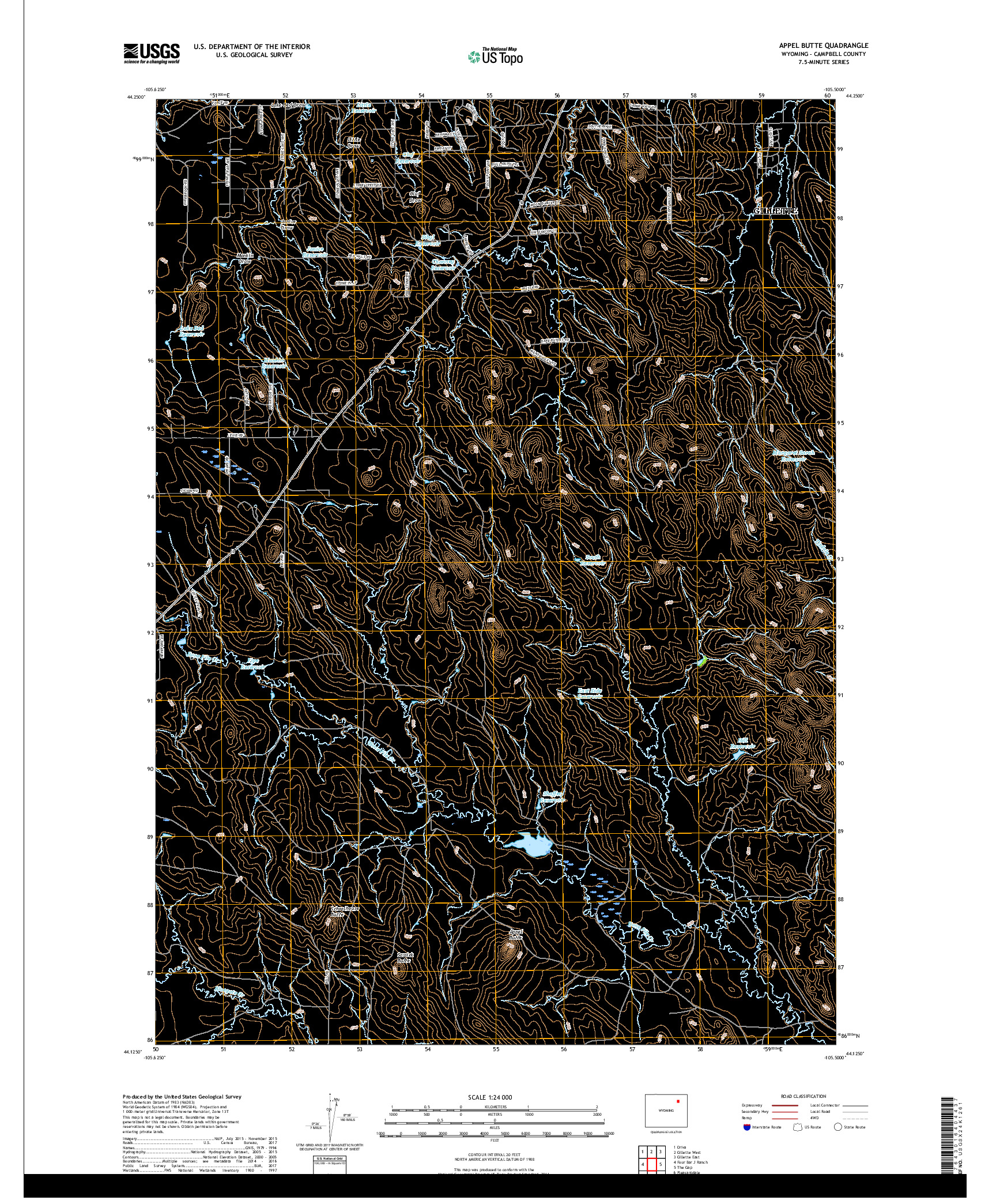 USGS US TOPO 7.5-MINUTE MAP FOR APPEL BUTTE, WY 2017