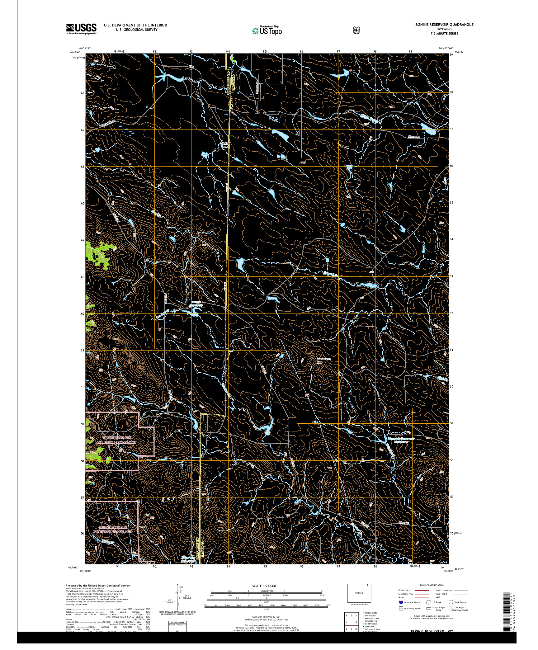 USGS US TOPO 7.5-MINUTE MAP FOR BONNIE RESERVOIR, WY 2017