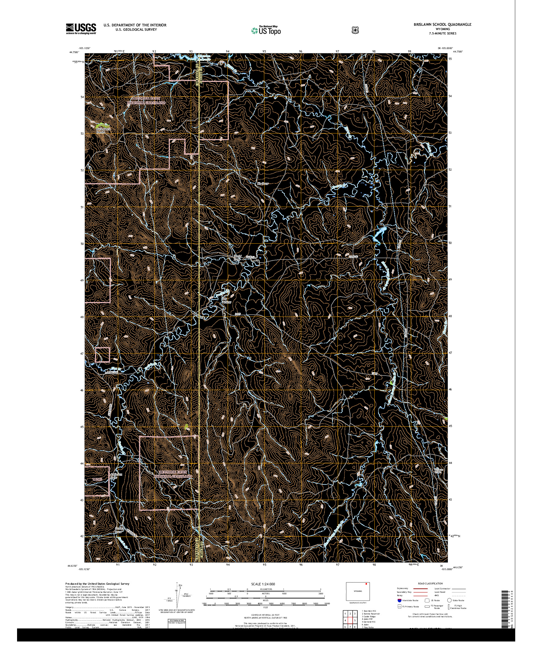 USGS US TOPO 7.5-MINUTE MAP FOR BRISLAWN SCHOOL, WY 2017