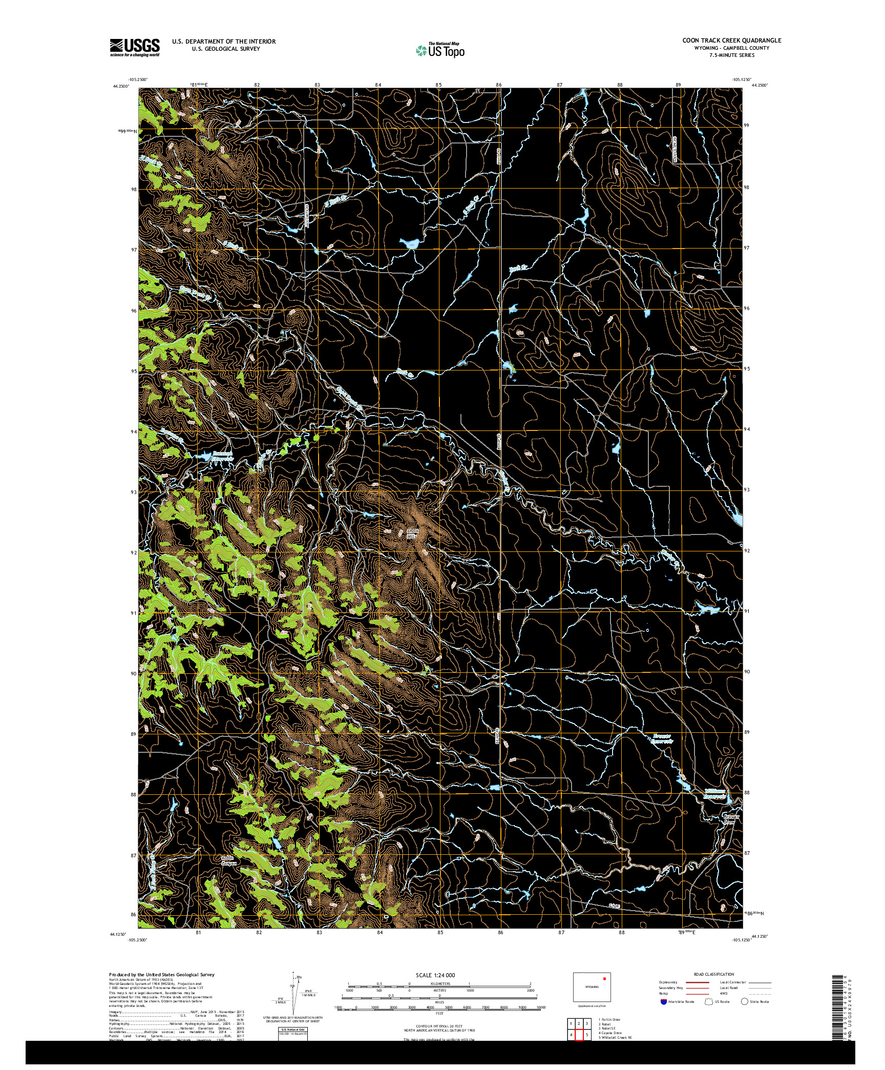 USGS US TOPO 7.5-MINUTE MAP FOR COON TRACK CREEK, WY 2017