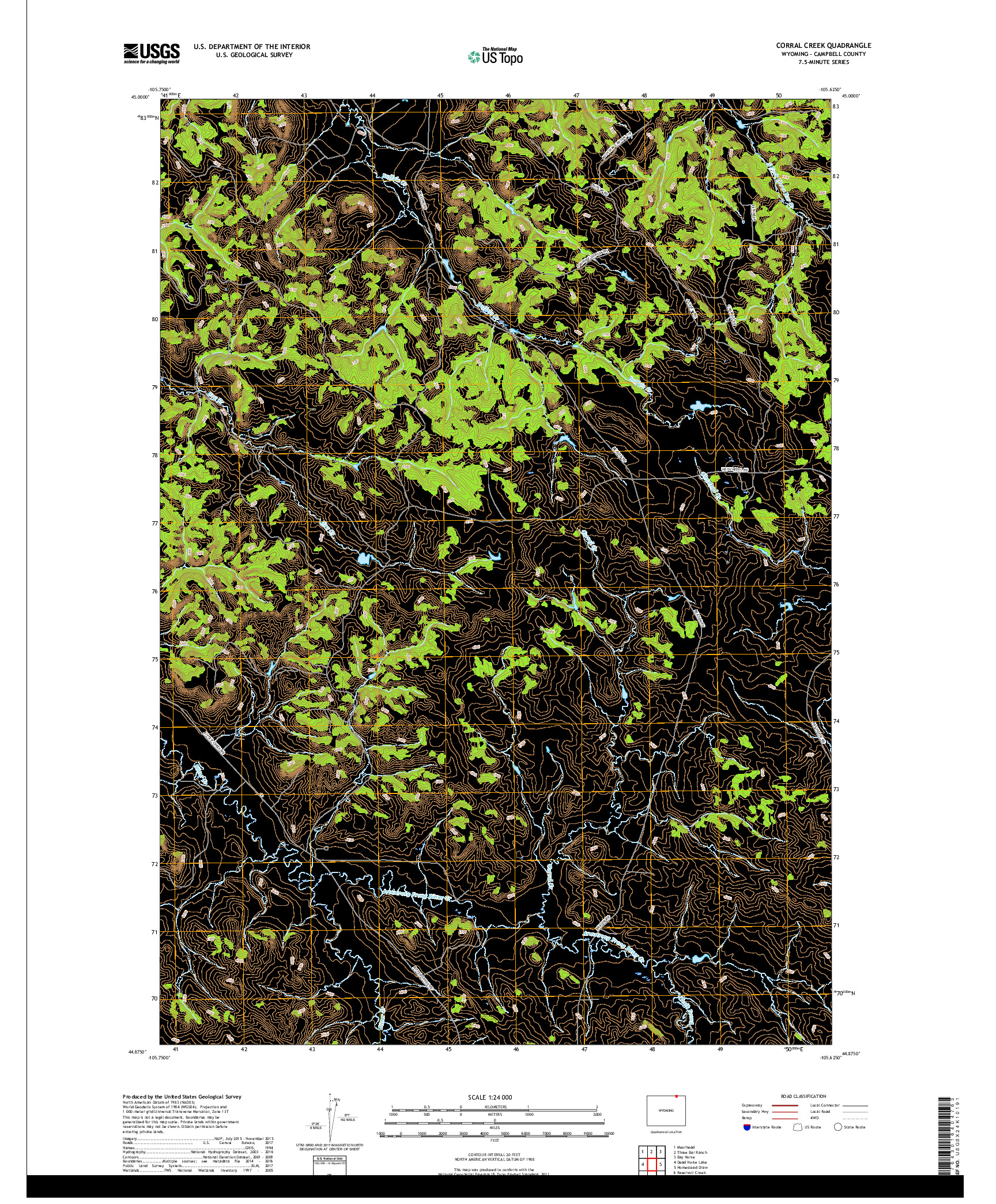 USGS US TOPO 7.5-MINUTE MAP FOR CORRAL CREEK, WY 2017