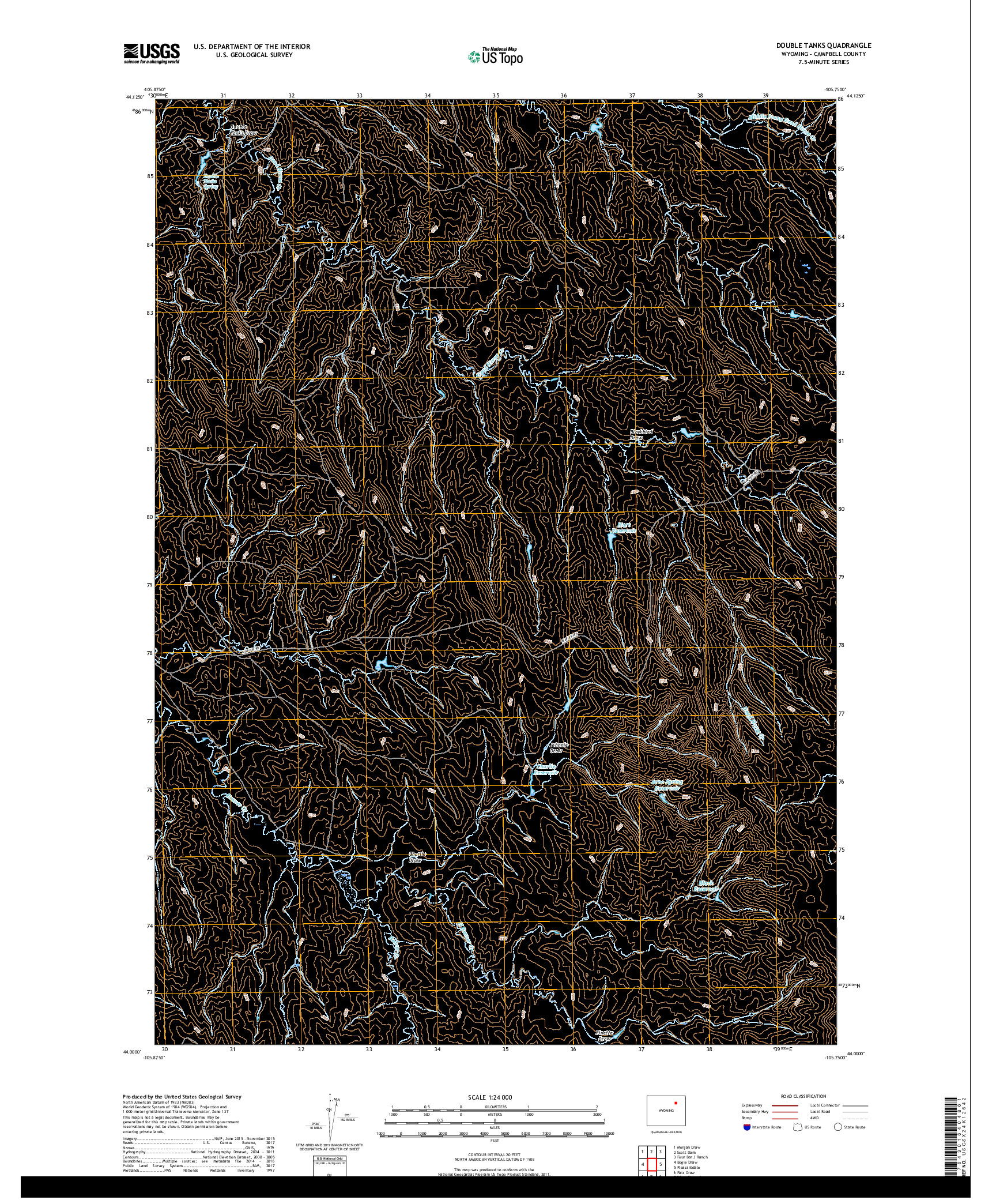USGS US TOPO 7.5-MINUTE MAP FOR DOUBLE TANKS, WY 2017