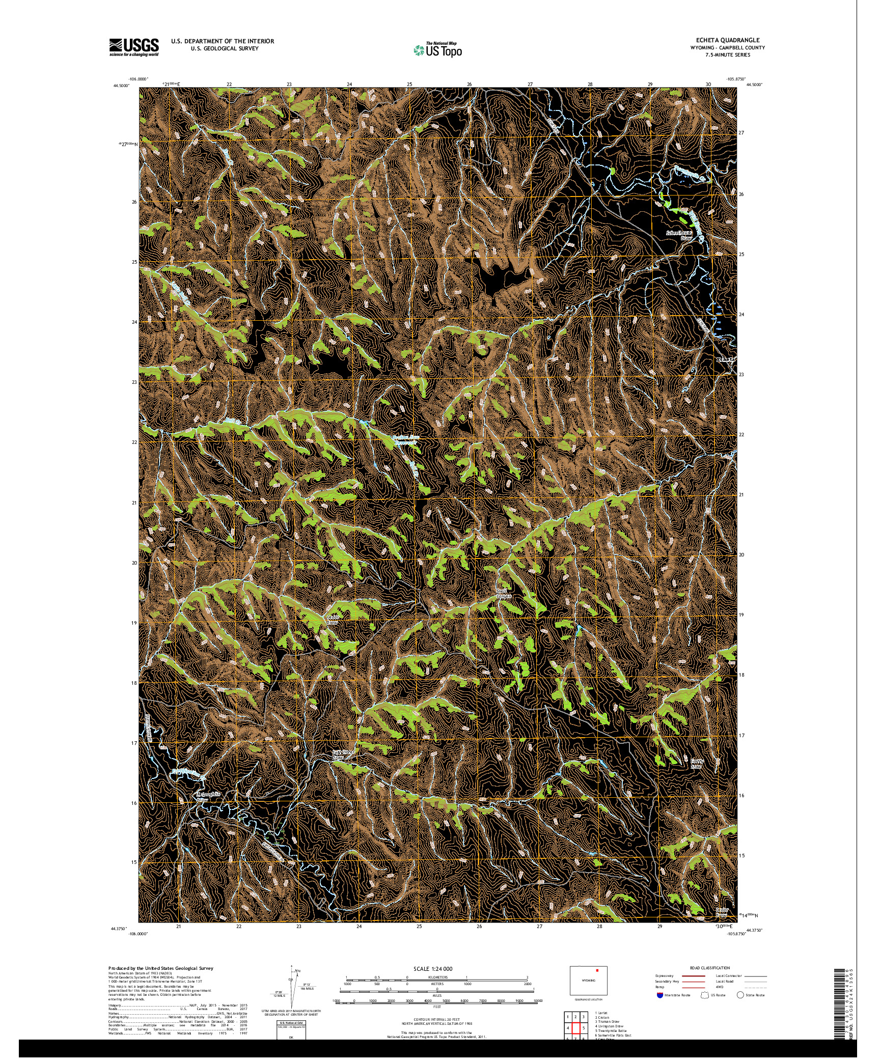 USGS US TOPO 7.5-MINUTE MAP FOR ECHETA, WY 2017