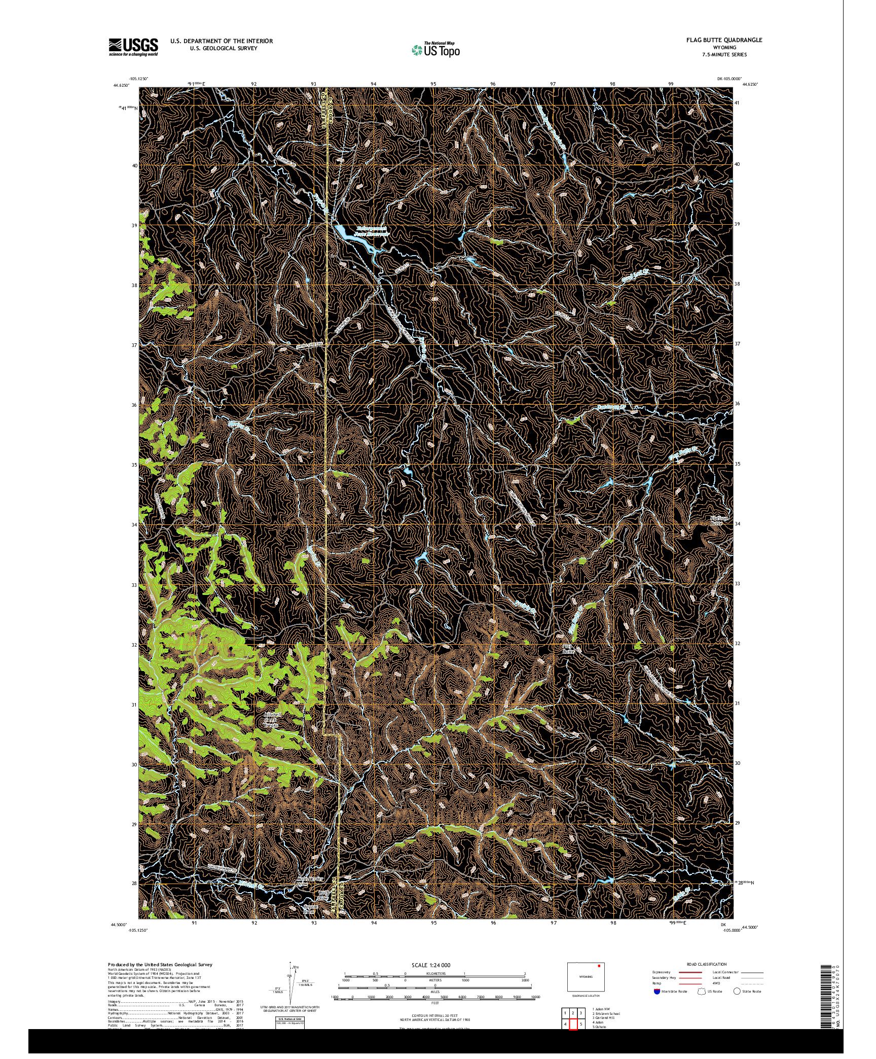 USGS US TOPO 7.5-MINUTE MAP FOR FLAG BUTTE, WY 2017