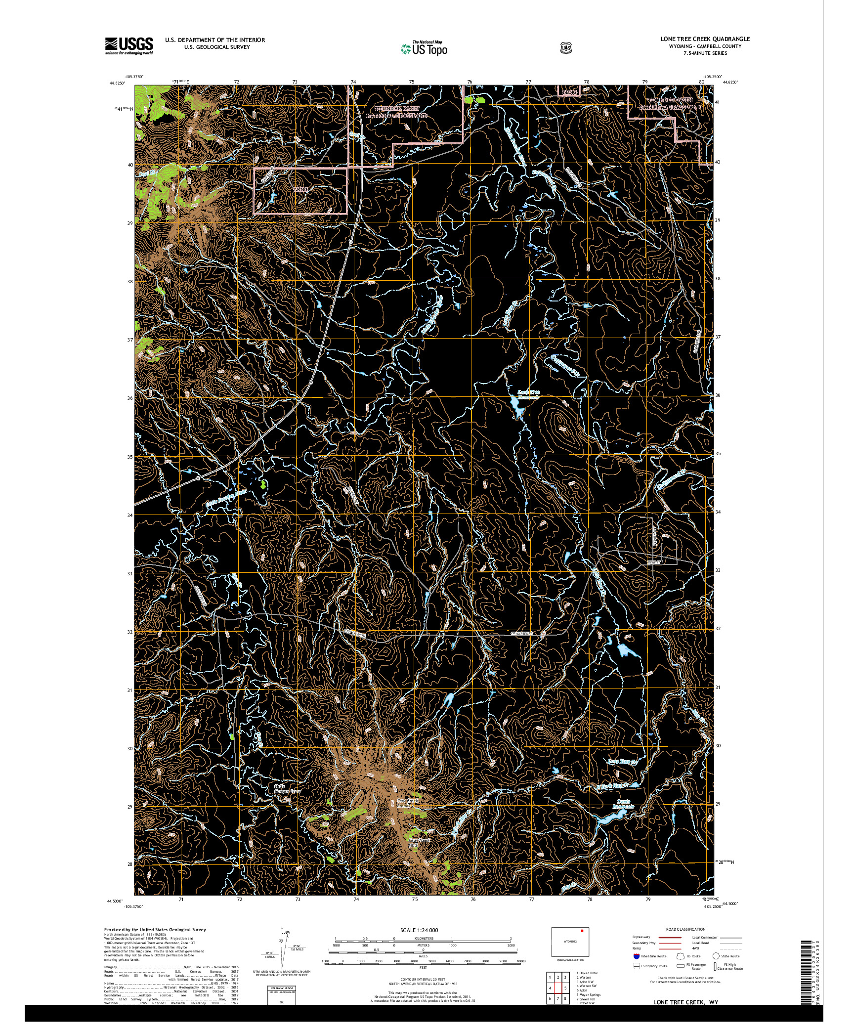 USGS US TOPO 7.5-MINUTE MAP FOR LONE TREE CREEK, WY 2017