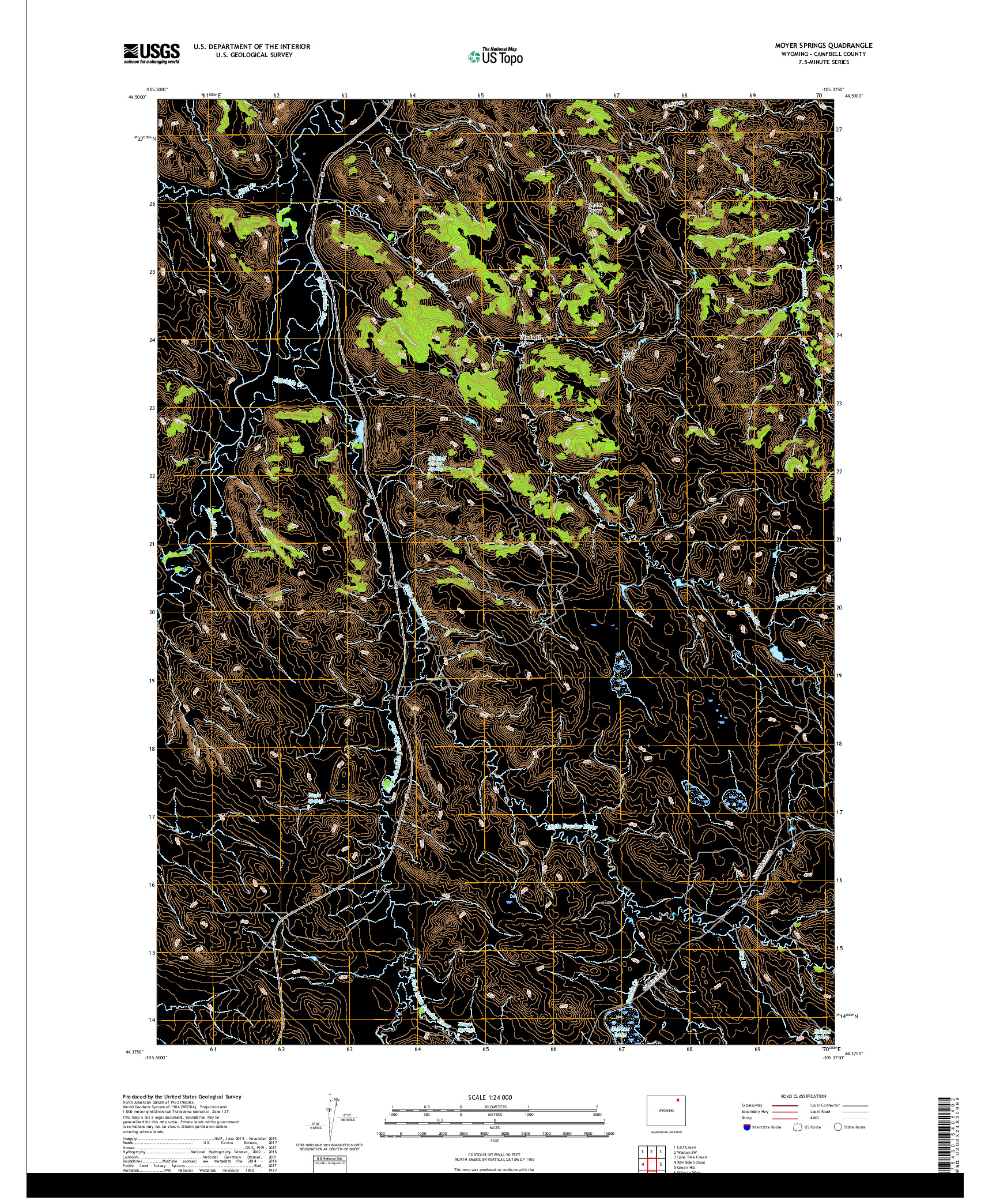 USGS US TOPO 7.5-MINUTE MAP FOR MOYER SPRINGS, WY 2017