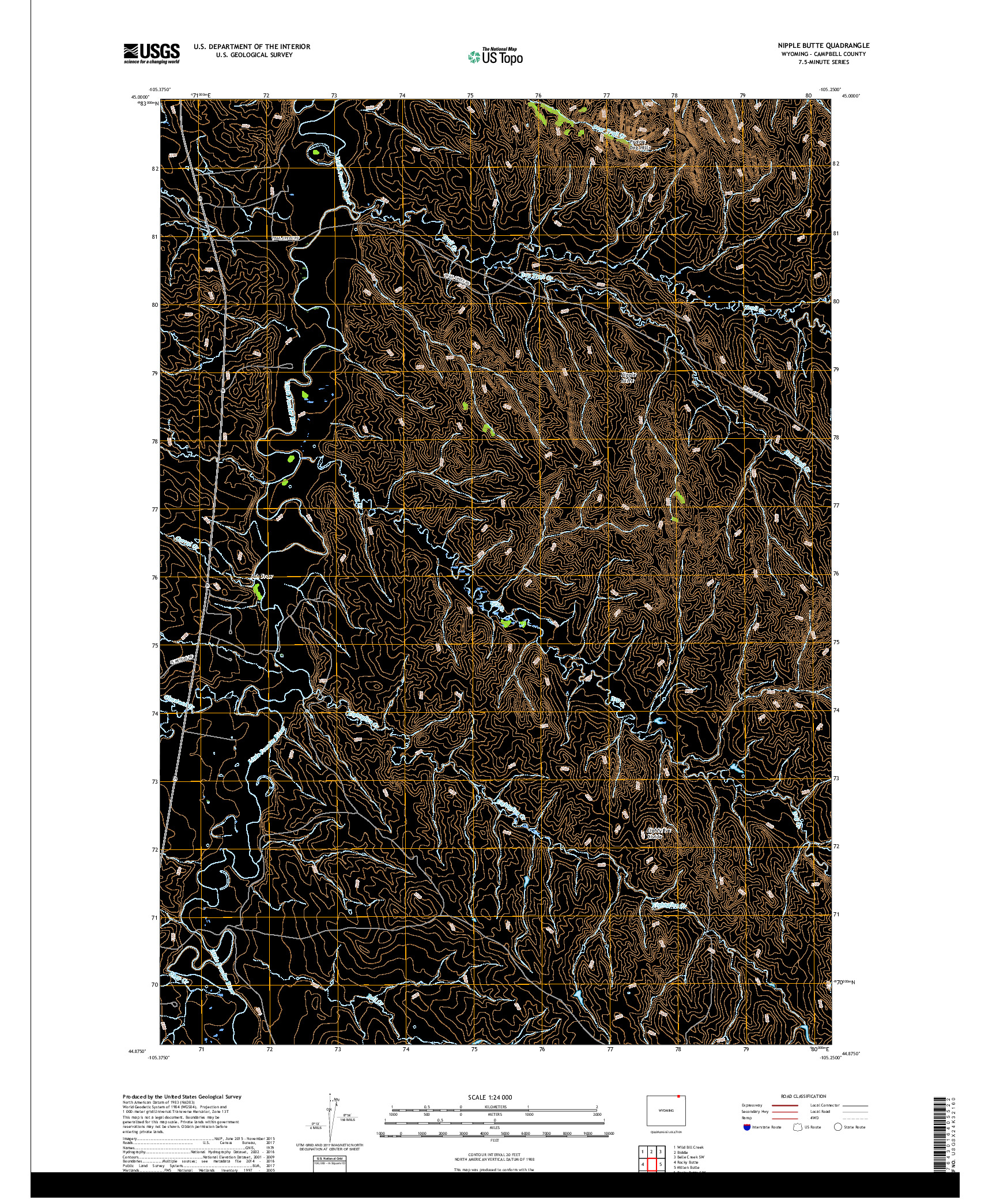 USGS US TOPO 7.5-MINUTE MAP FOR NIPPLE BUTTE, WY 2017