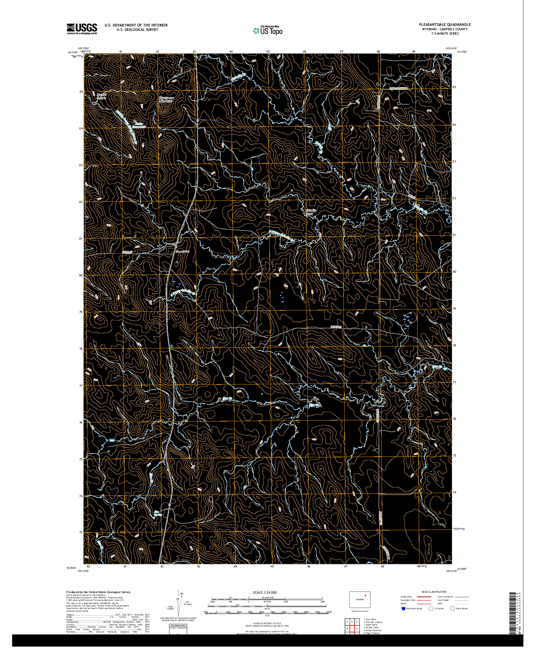 USGS US TOPO 7.5-MINUTE MAP FOR PLEASANTDALE, WY 2017