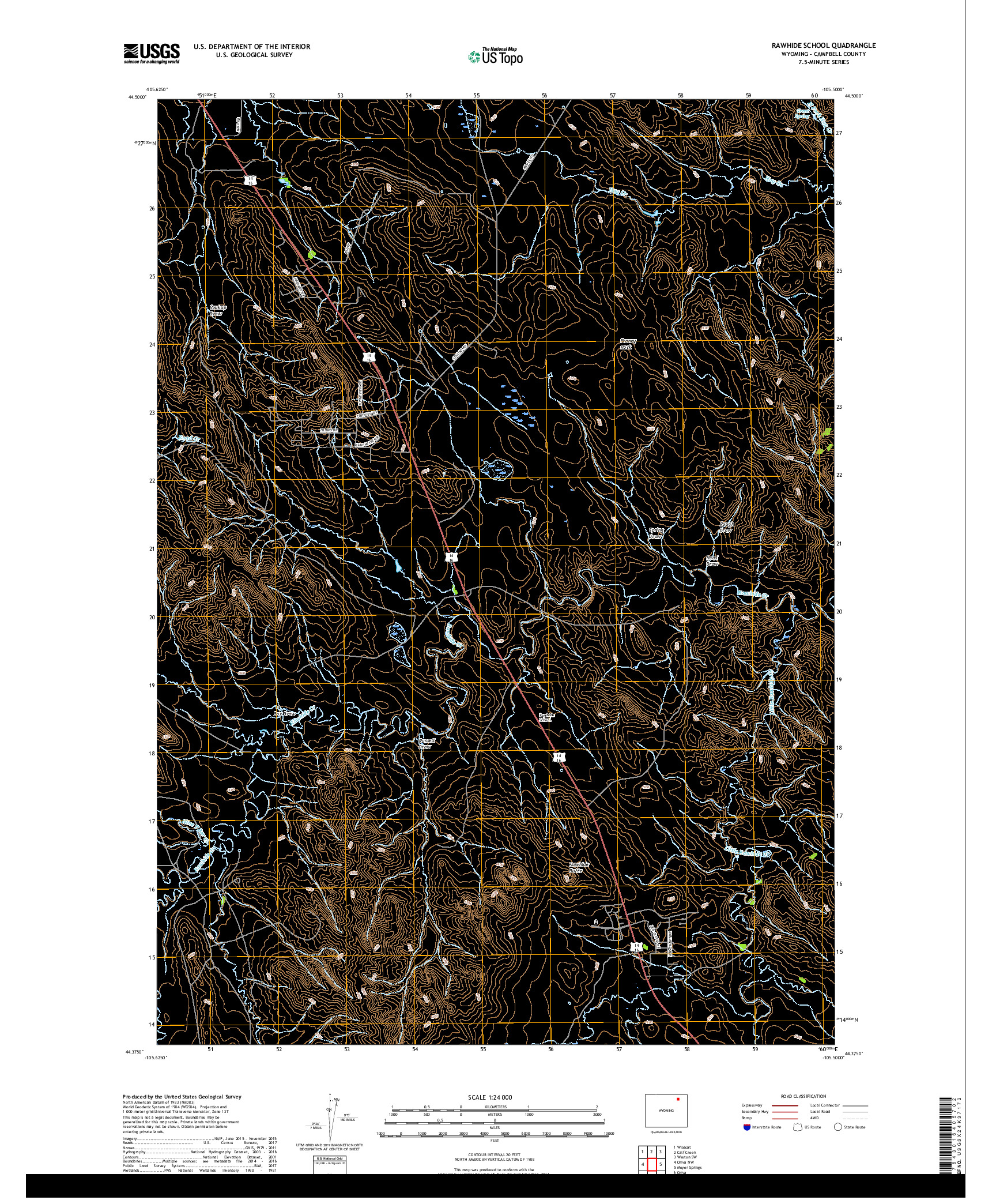 USGS US TOPO 7.5-MINUTE MAP FOR RAWHIDE SCHOOL, WY 2017