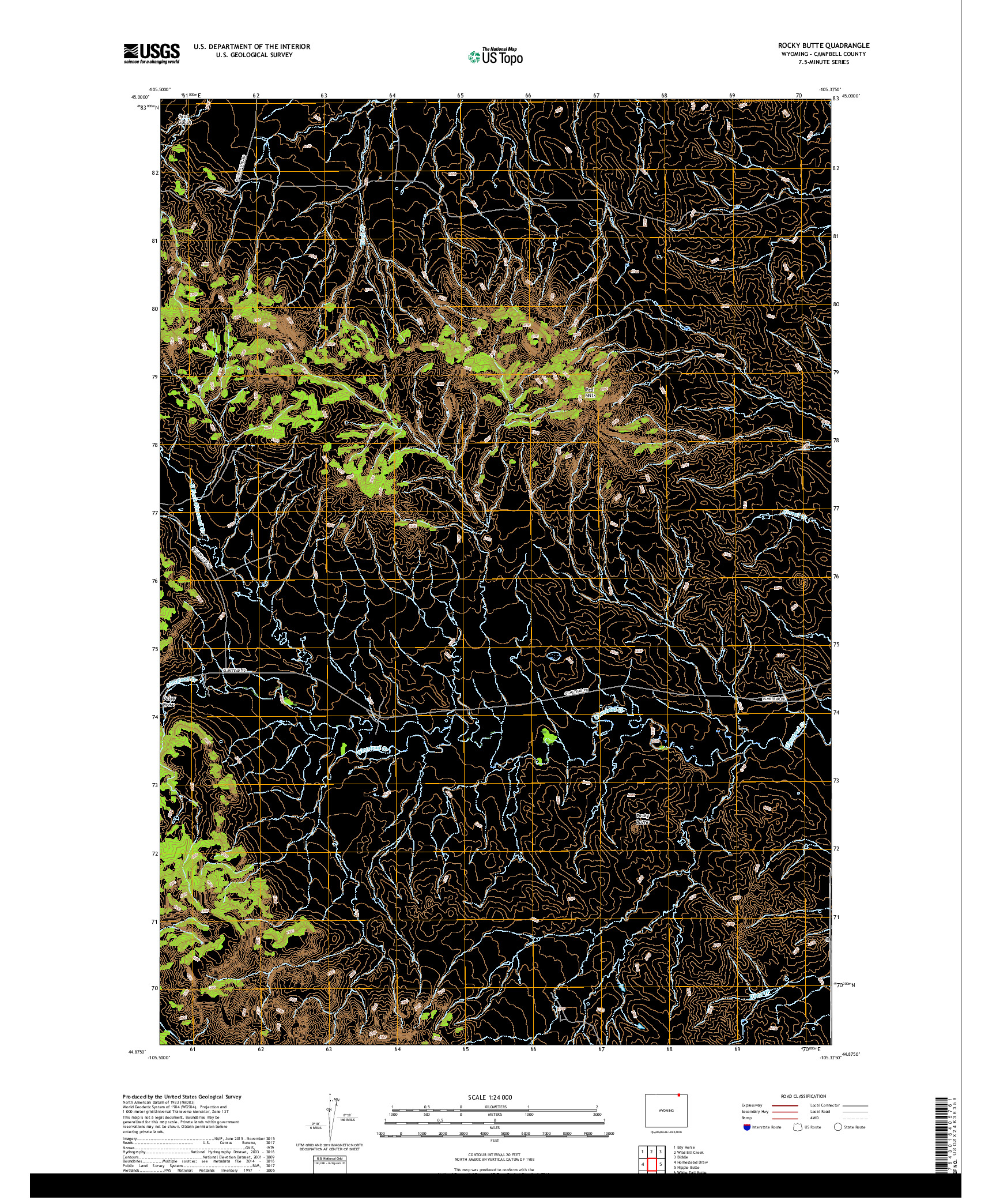 USGS US TOPO 7.5-MINUTE MAP FOR ROCKY BUTTE, WY 2017