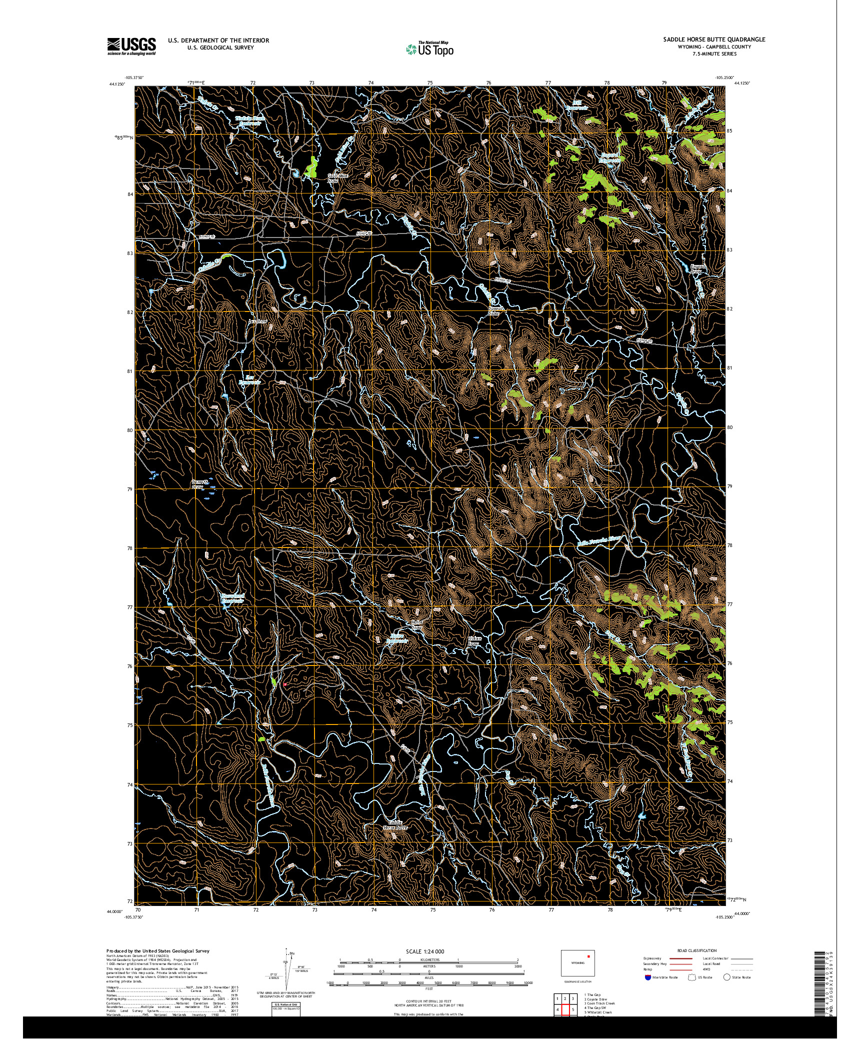 USGS US TOPO 7.5-MINUTE MAP FOR SADDLE HORSE BUTTE, WY 2017