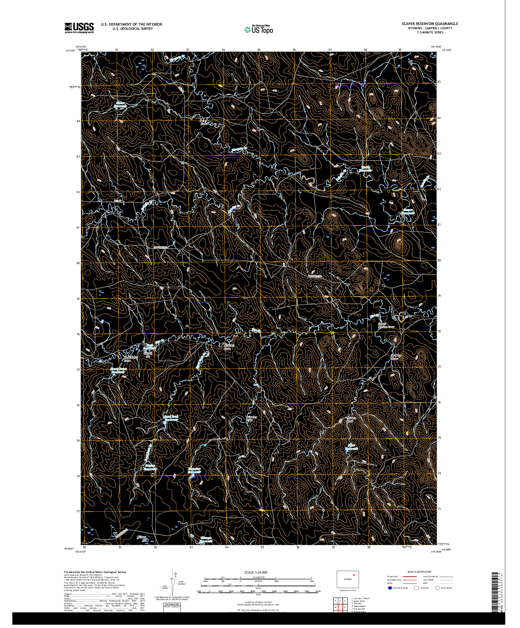 USGS US TOPO 7.5-MINUTE MAP FOR SCAPER RESERVOIR, WY 2017