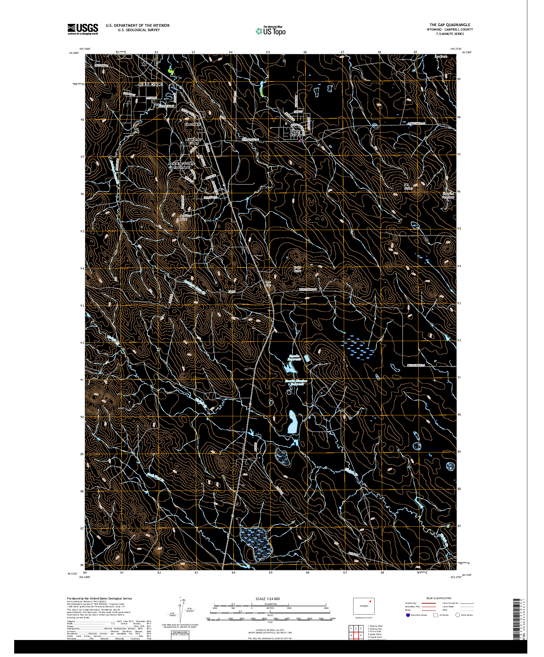 USGS US TOPO 7.5-MINUTE MAP FOR THE GAP, WY 2017