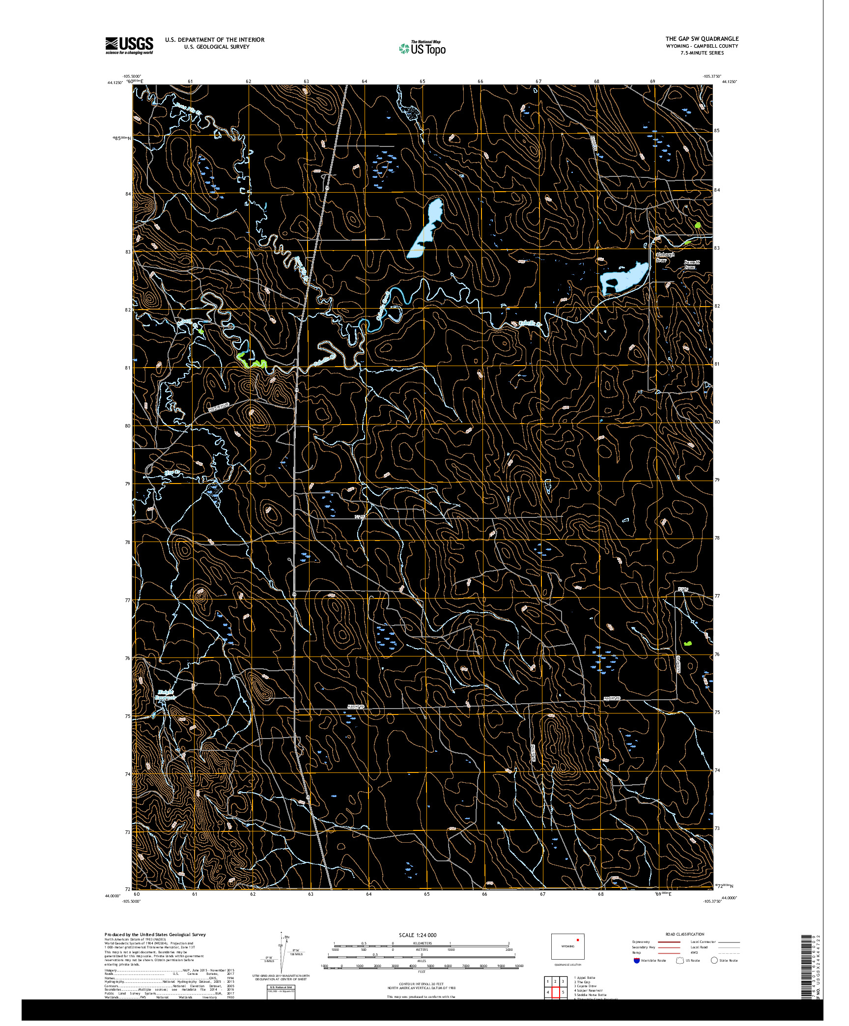 USGS US TOPO 7.5-MINUTE MAP FOR THE GAP SW, WY 2017