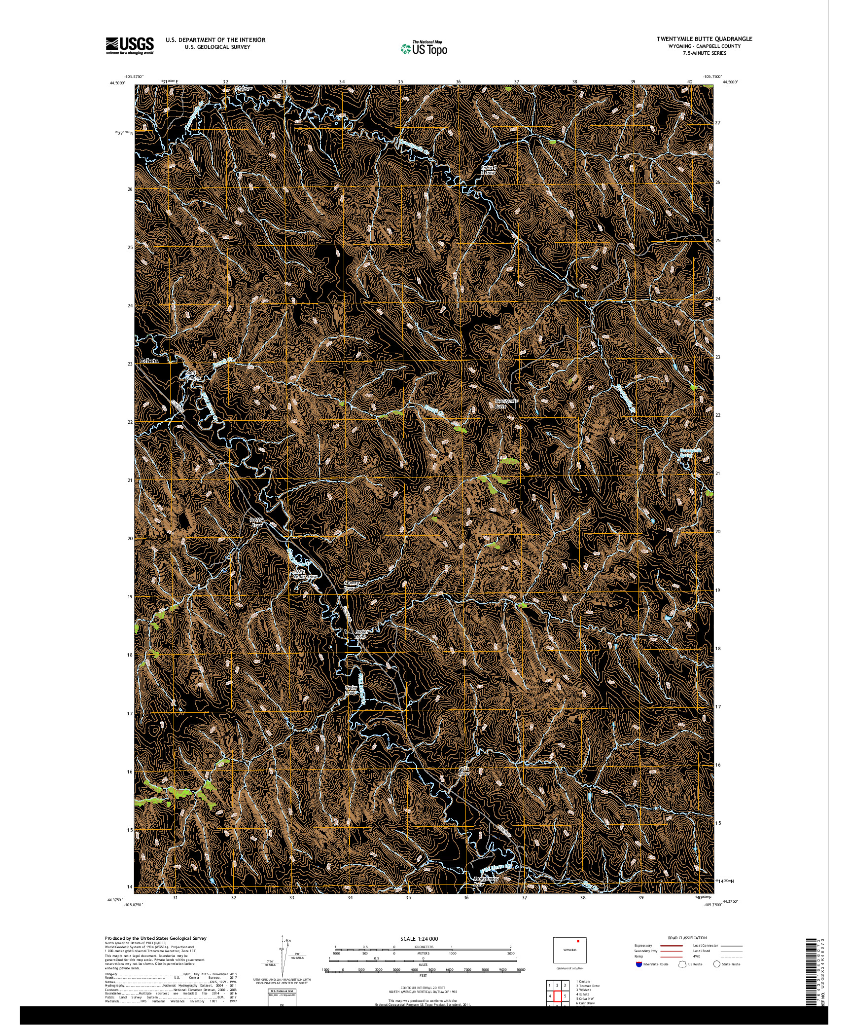 USGS US TOPO 7.5-MINUTE MAP FOR TWENTYMILE BUTTE, WY 2017