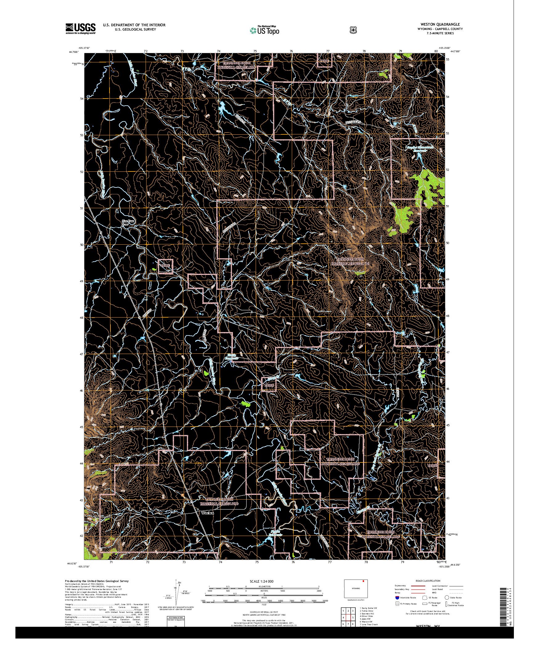USGS US TOPO 7.5-MINUTE MAP FOR WESTON, WY 2017