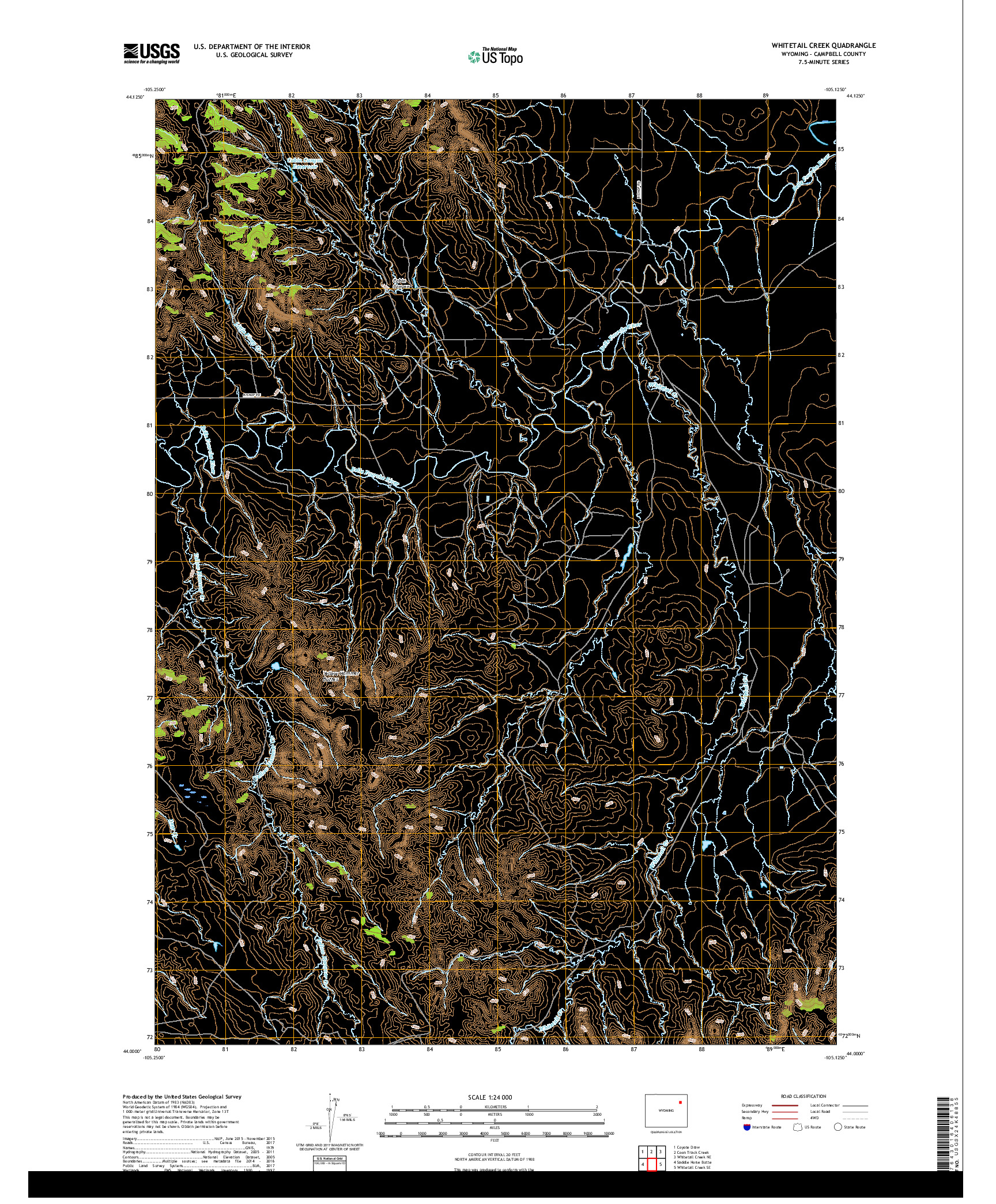 USGS US TOPO 7.5-MINUTE MAP FOR WHITETAIL CREEK, WY 2017