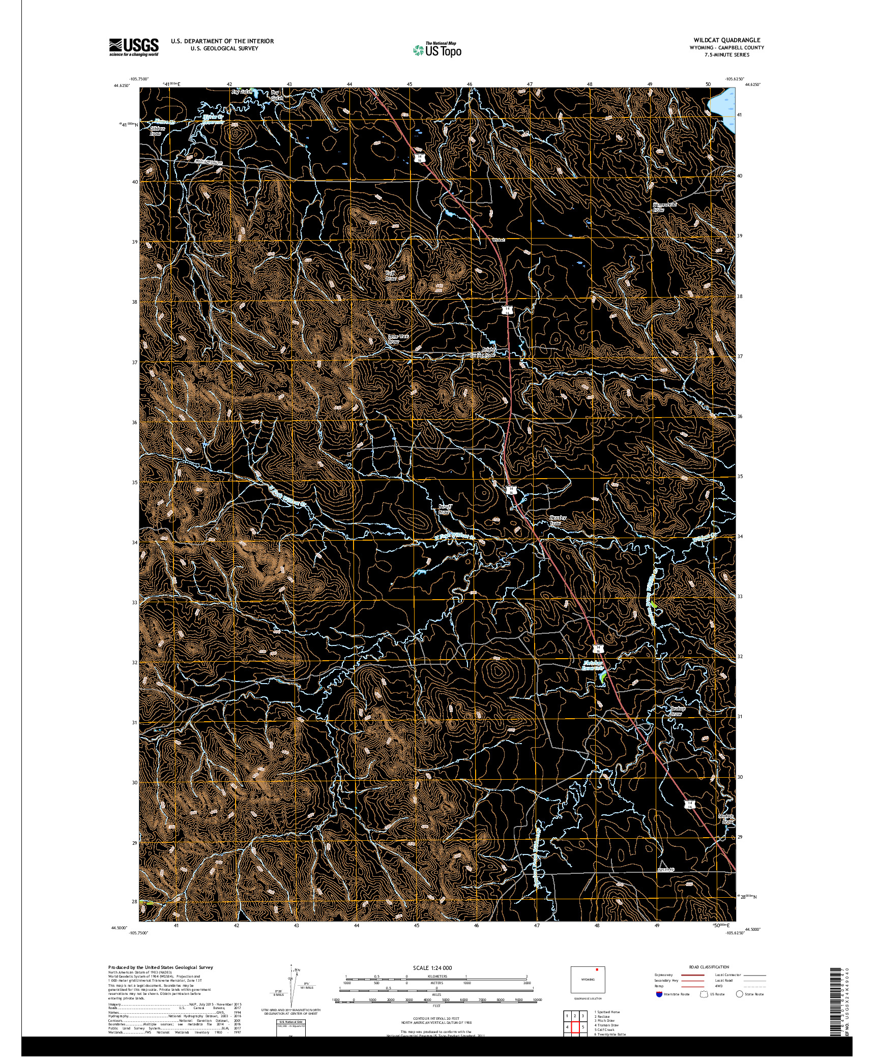 USGS US TOPO 7.5-MINUTE MAP FOR WILDCAT, WY 2017