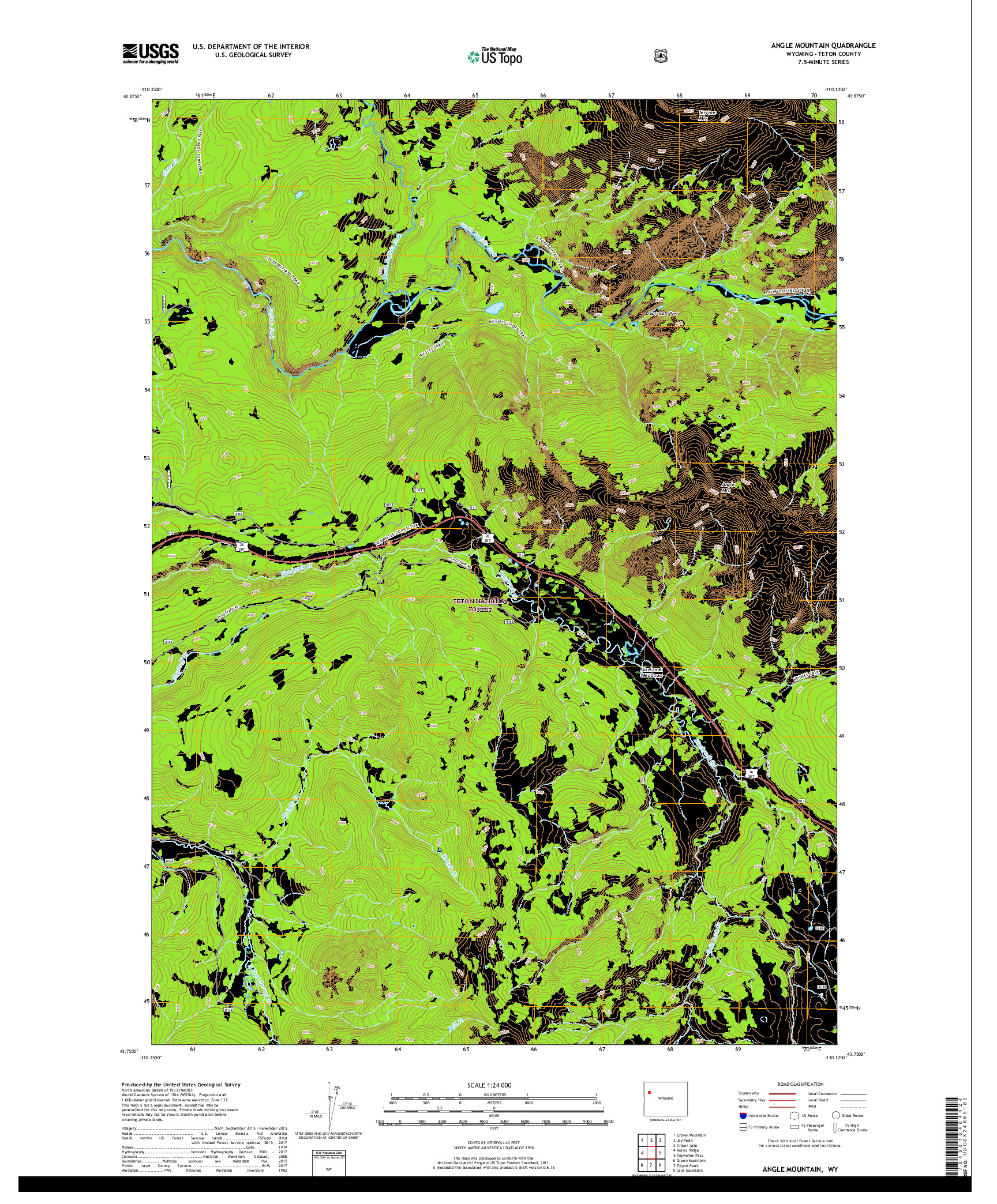 USGS US TOPO 7.5-MINUTE MAP FOR ANGLE MOUNTAIN, WY 2017