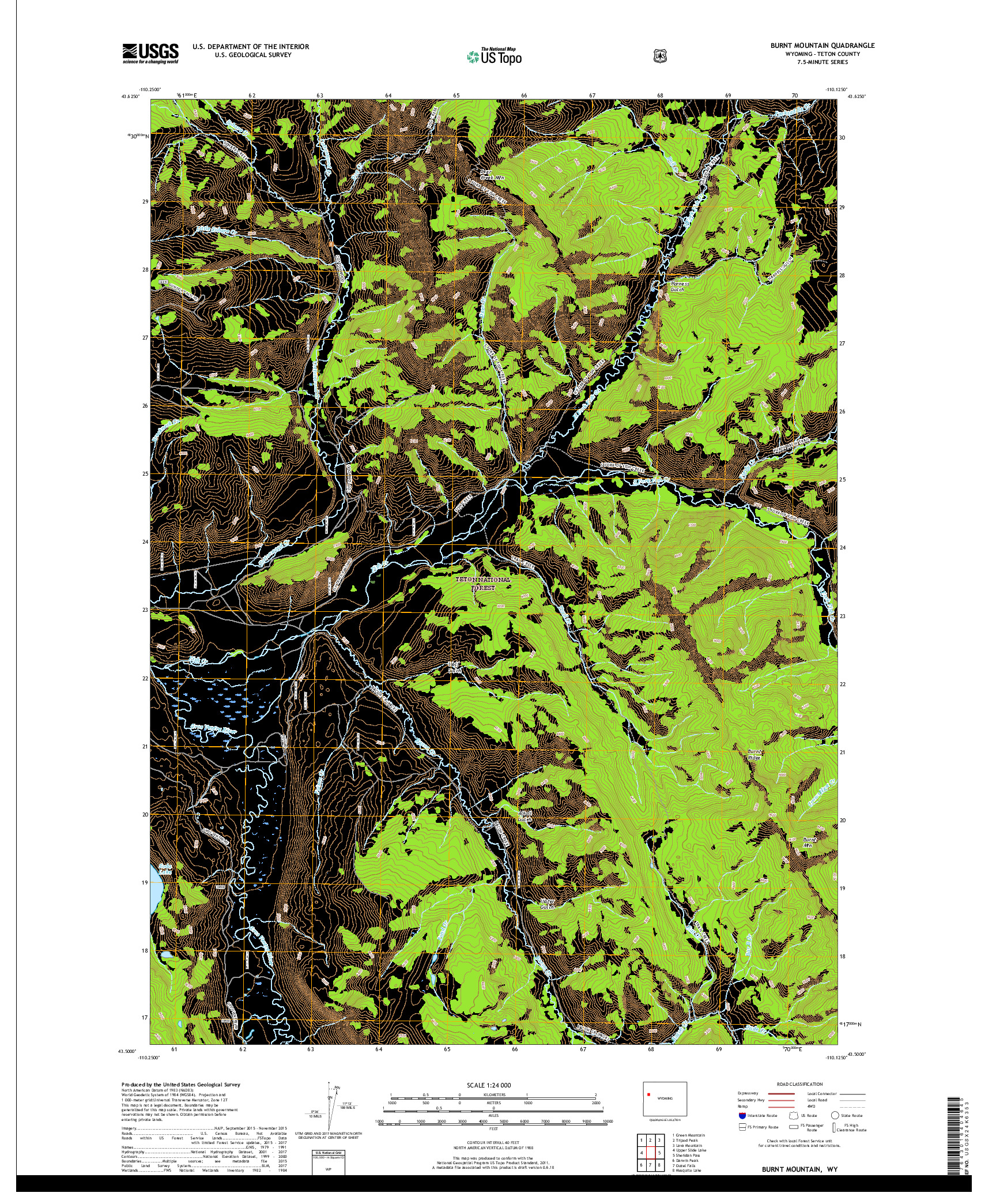 USGS US TOPO 7.5-MINUTE MAP FOR BURNT MOUNTAIN, WY 2017