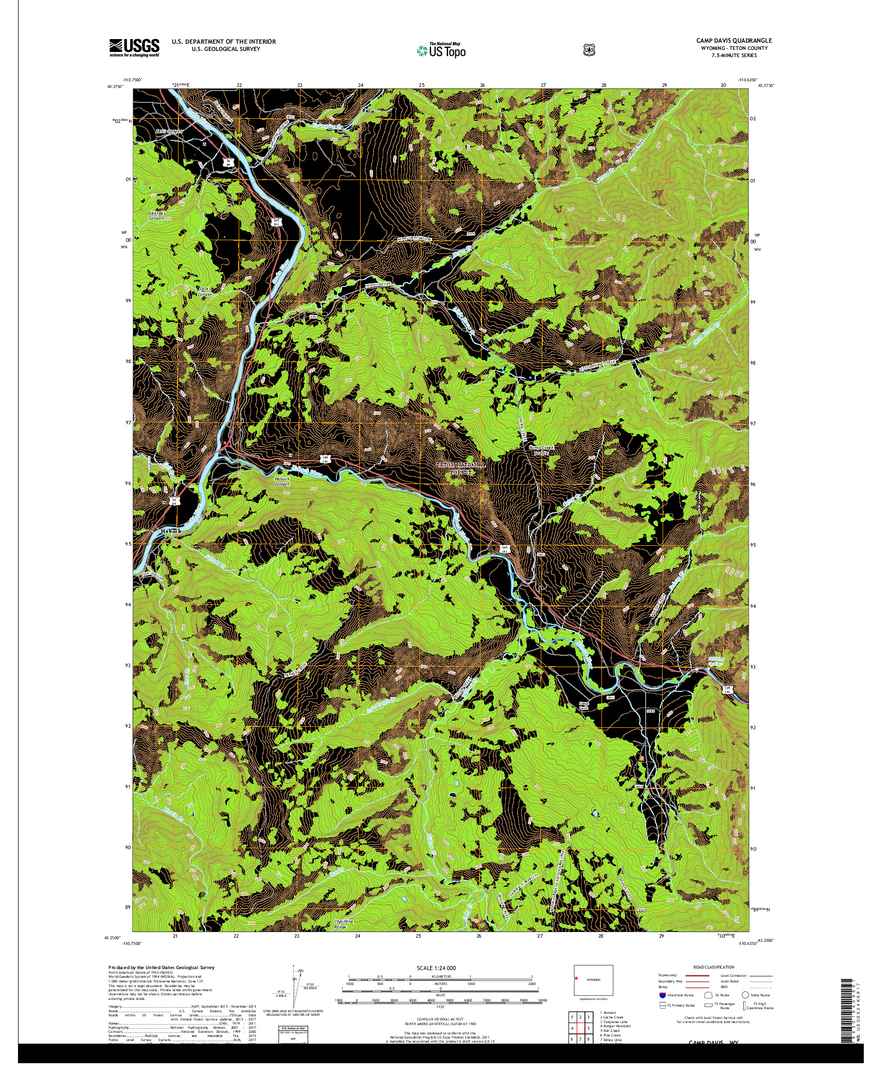 USGS US TOPO 7.5-MINUTE MAP FOR CAMP DAVIS, WY 2017