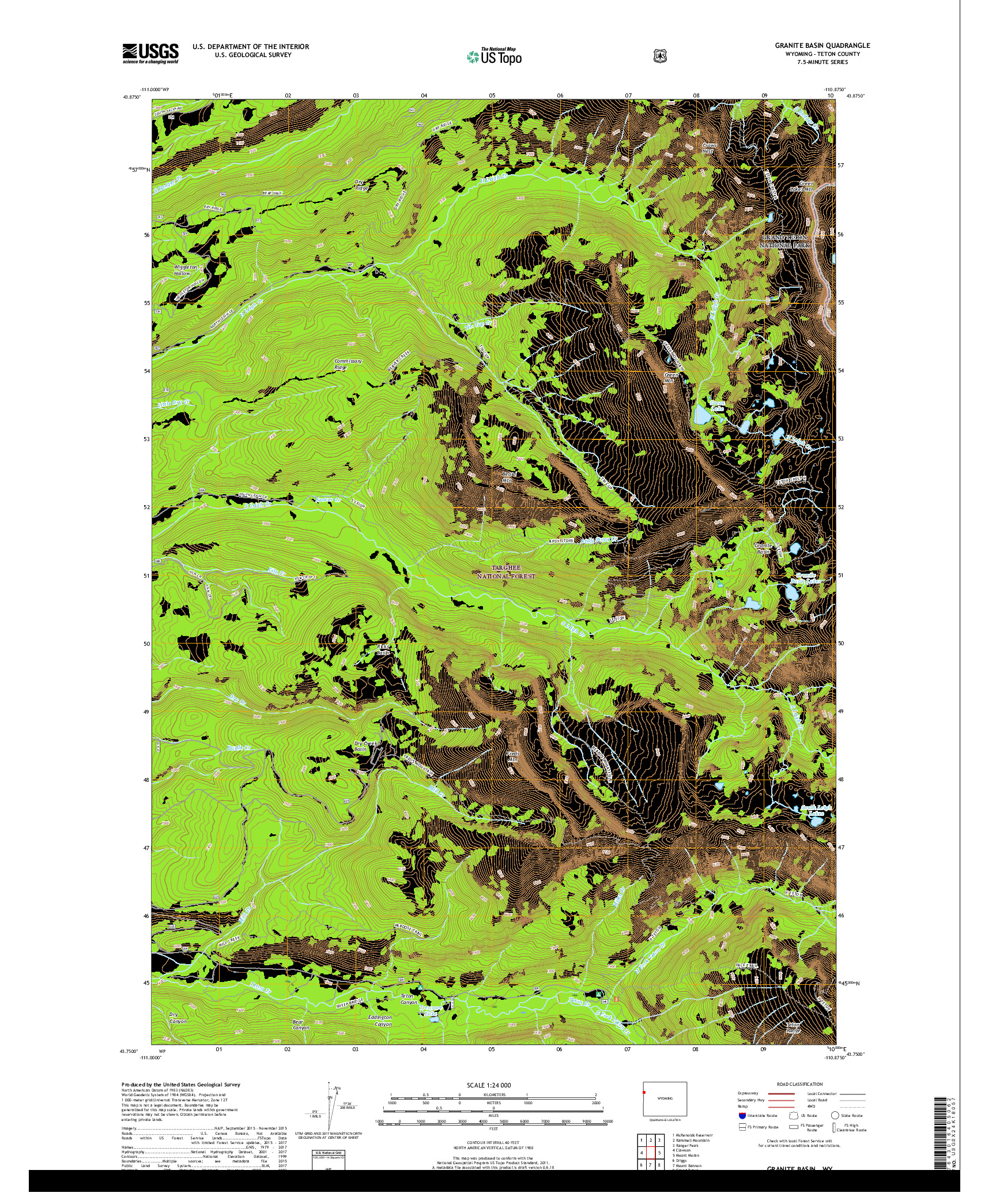 USGS US TOPO 7.5-MINUTE MAP FOR GRANITE BASIN, WY 2017