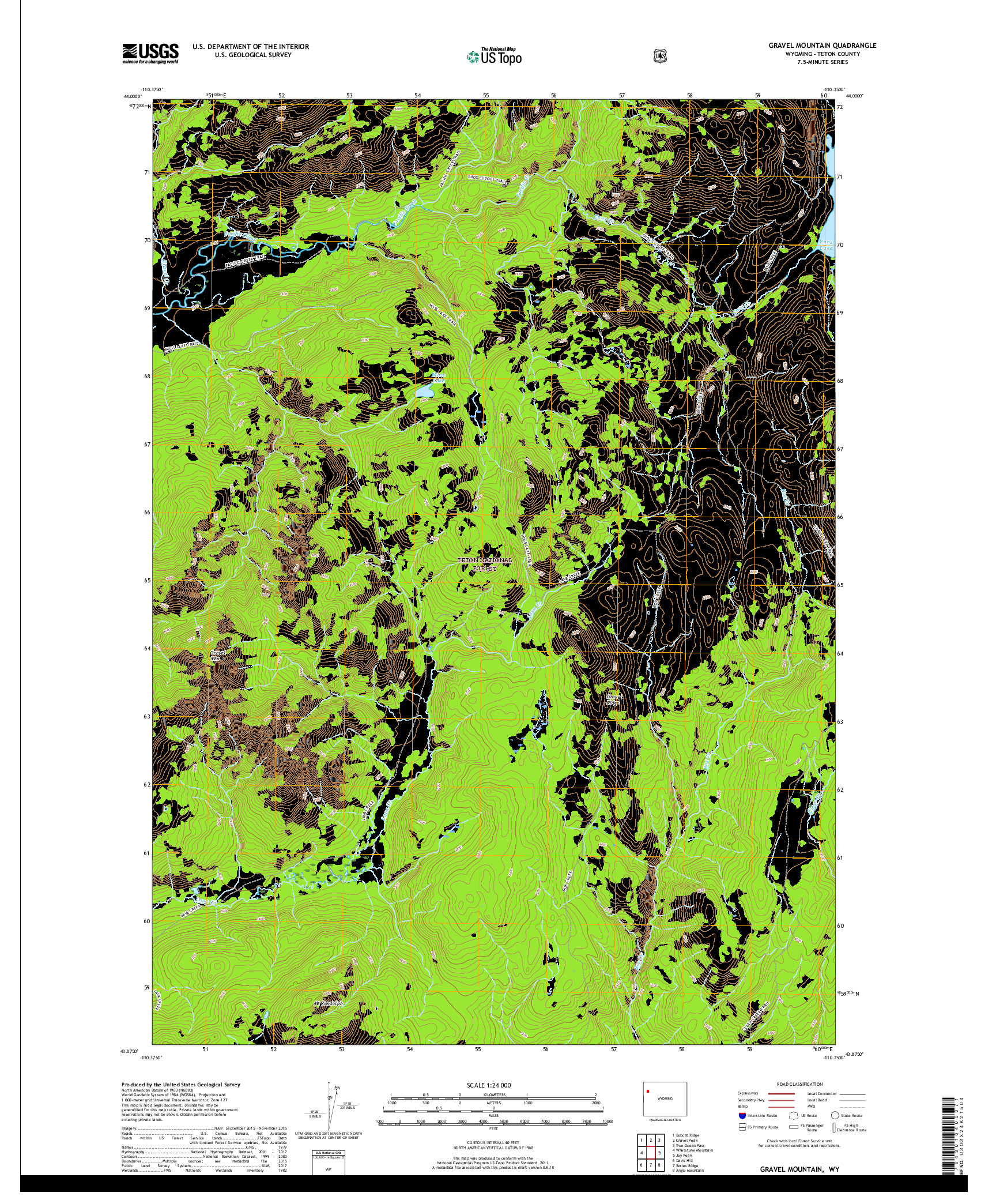 USGS US TOPO 7.5-MINUTE MAP FOR GRAVEL MOUNTAIN, WY 2017