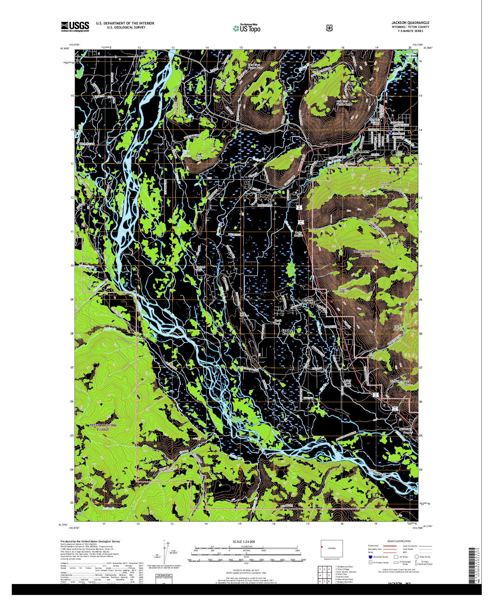 USGS US TOPO 7.5-MINUTE MAP FOR JACKSON, WY 2017