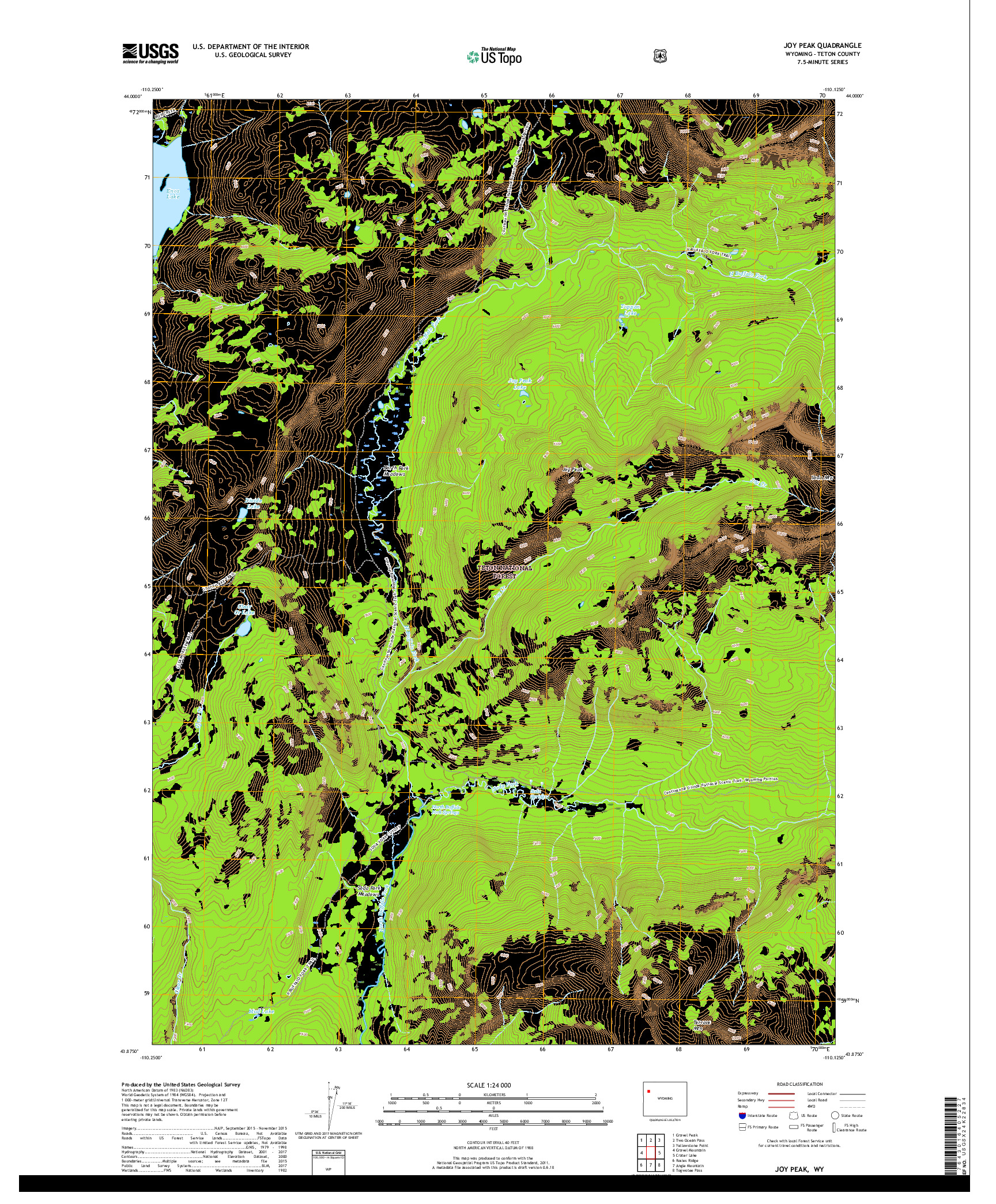 USGS US TOPO 7.5-MINUTE MAP FOR JOY PEAK, WY 2017