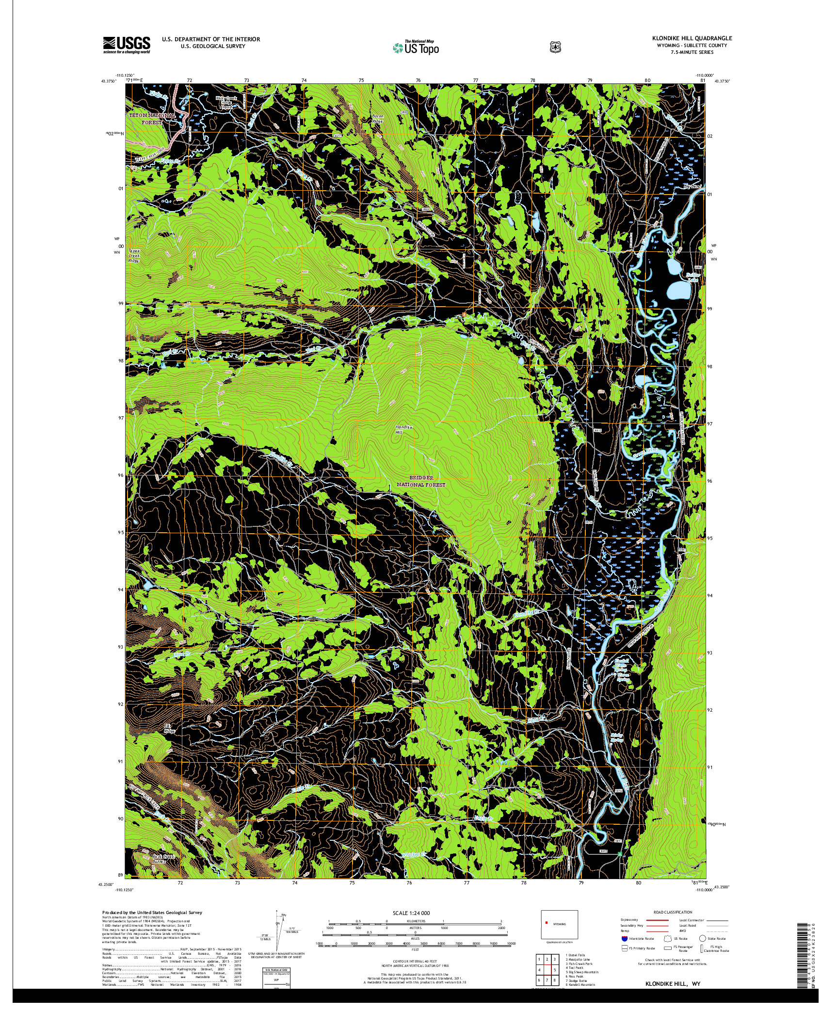 USGS US TOPO 7.5-MINUTE MAP FOR KLONDIKE HILL, WY 2017