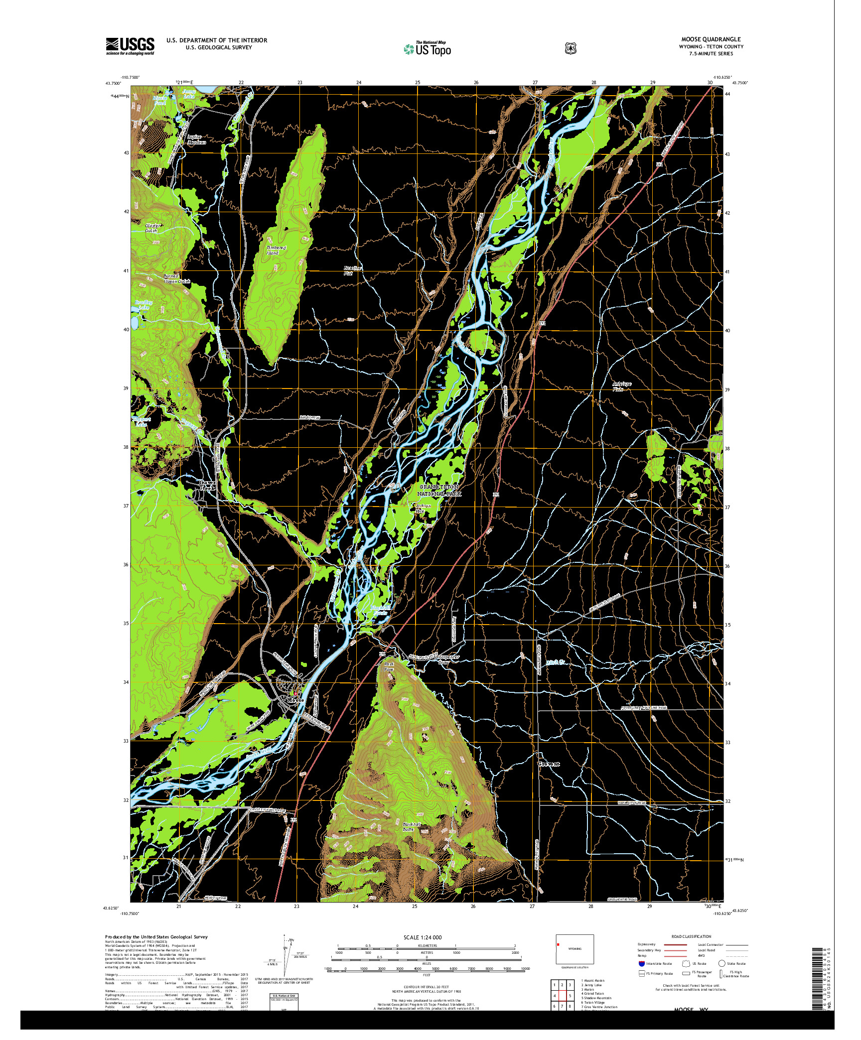 USGS US TOPO 7.5-MINUTE MAP FOR MOOSE, WY 2017