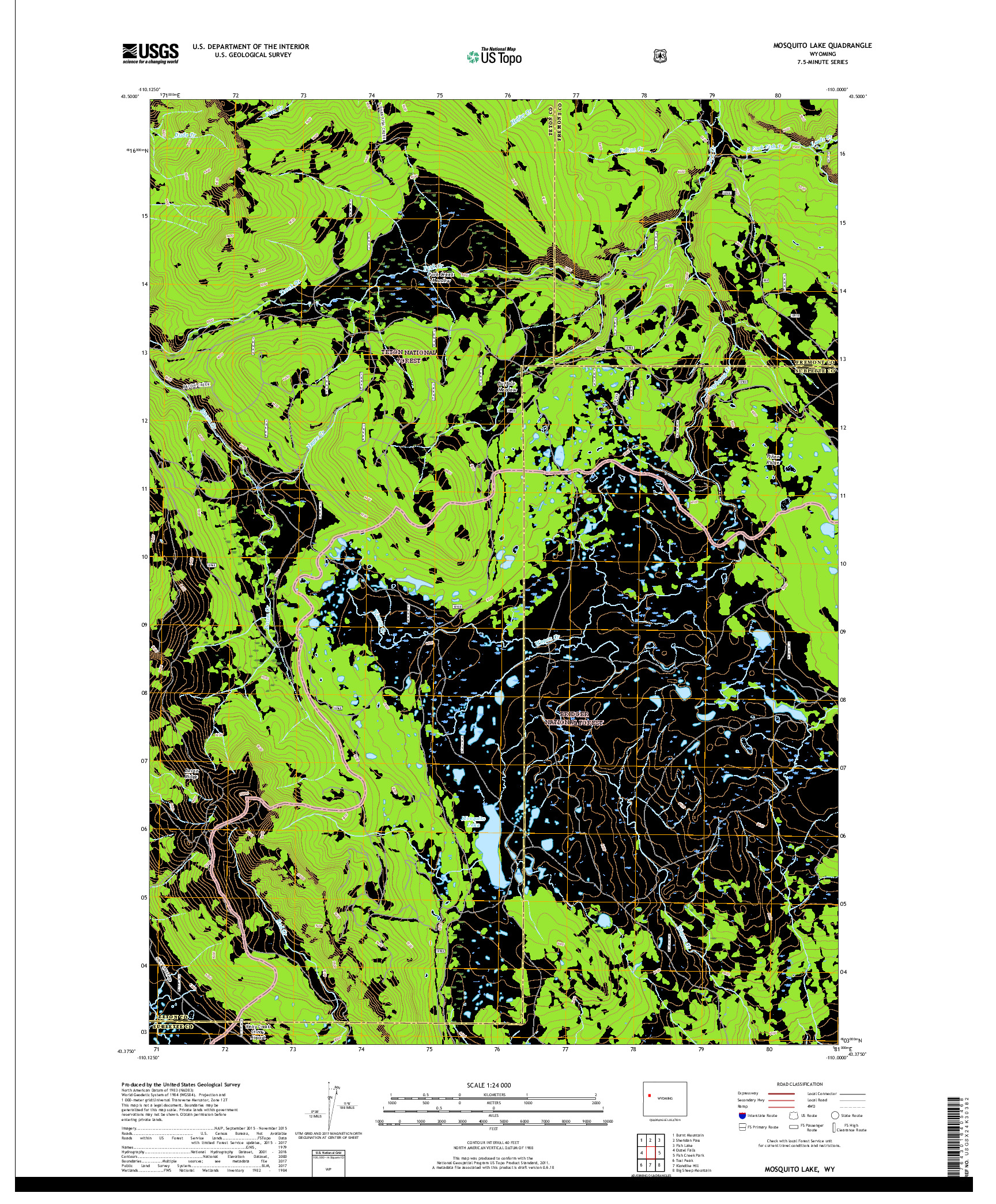 USGS US TOPO 7.5-MINUTE MAP FOR MOSQUITO LAKE, WY 2017